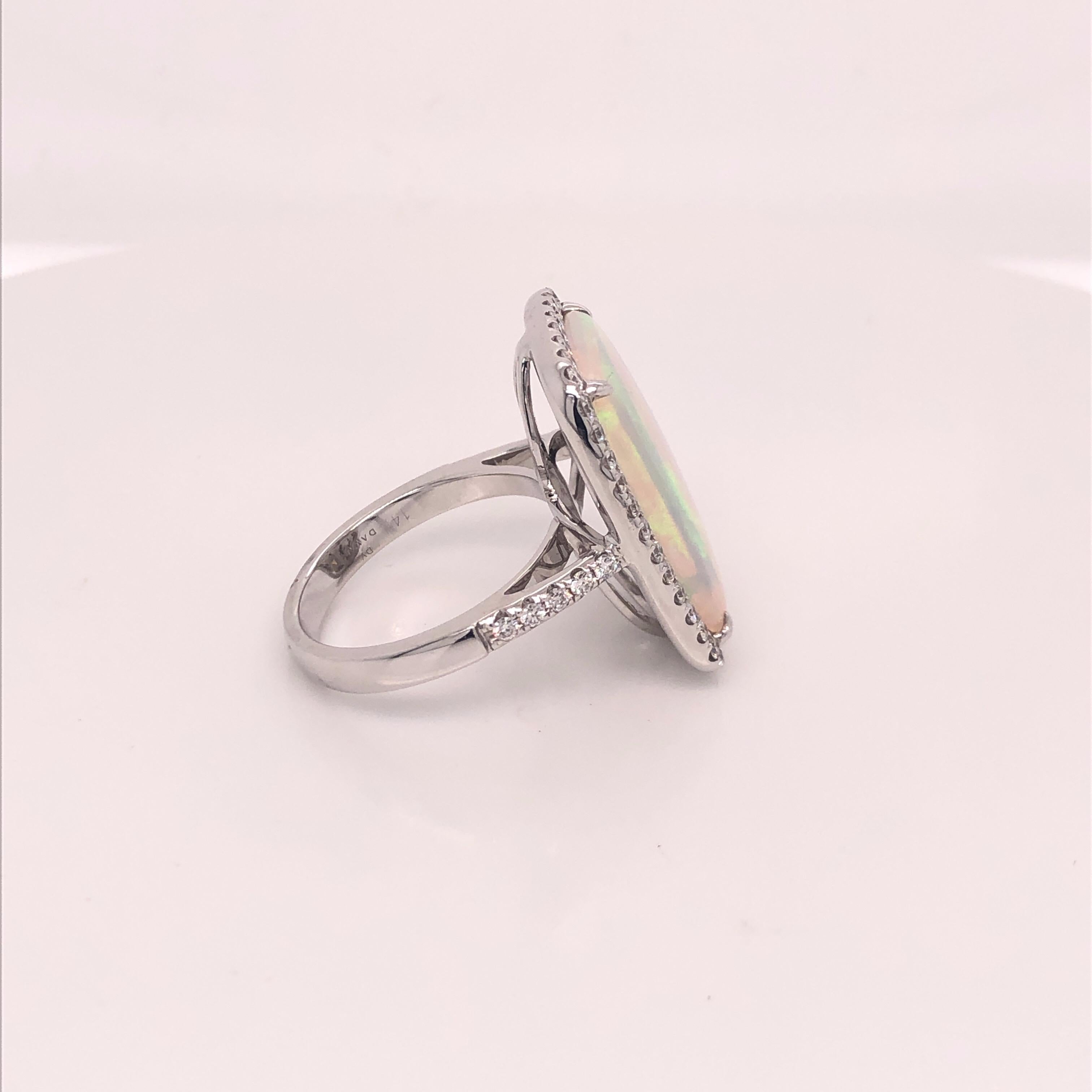 Cushion Cut Dvani White Gold Opal and Diamond Ring