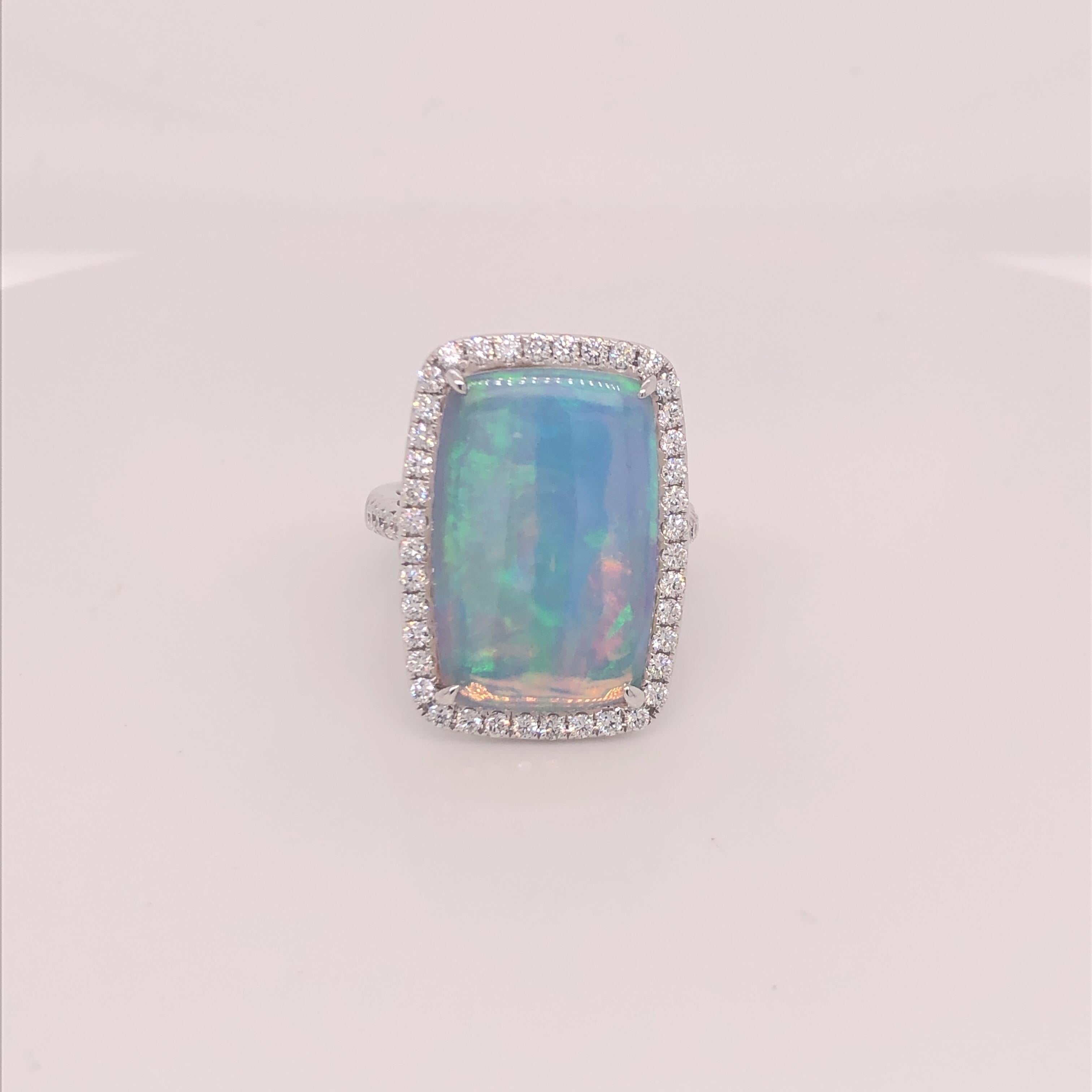 Dvani White Gold Opal and Diamond Ring In New Condition In Dallas, TX