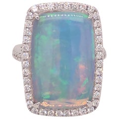 Dvani White Gold Opal and Diamond Ring