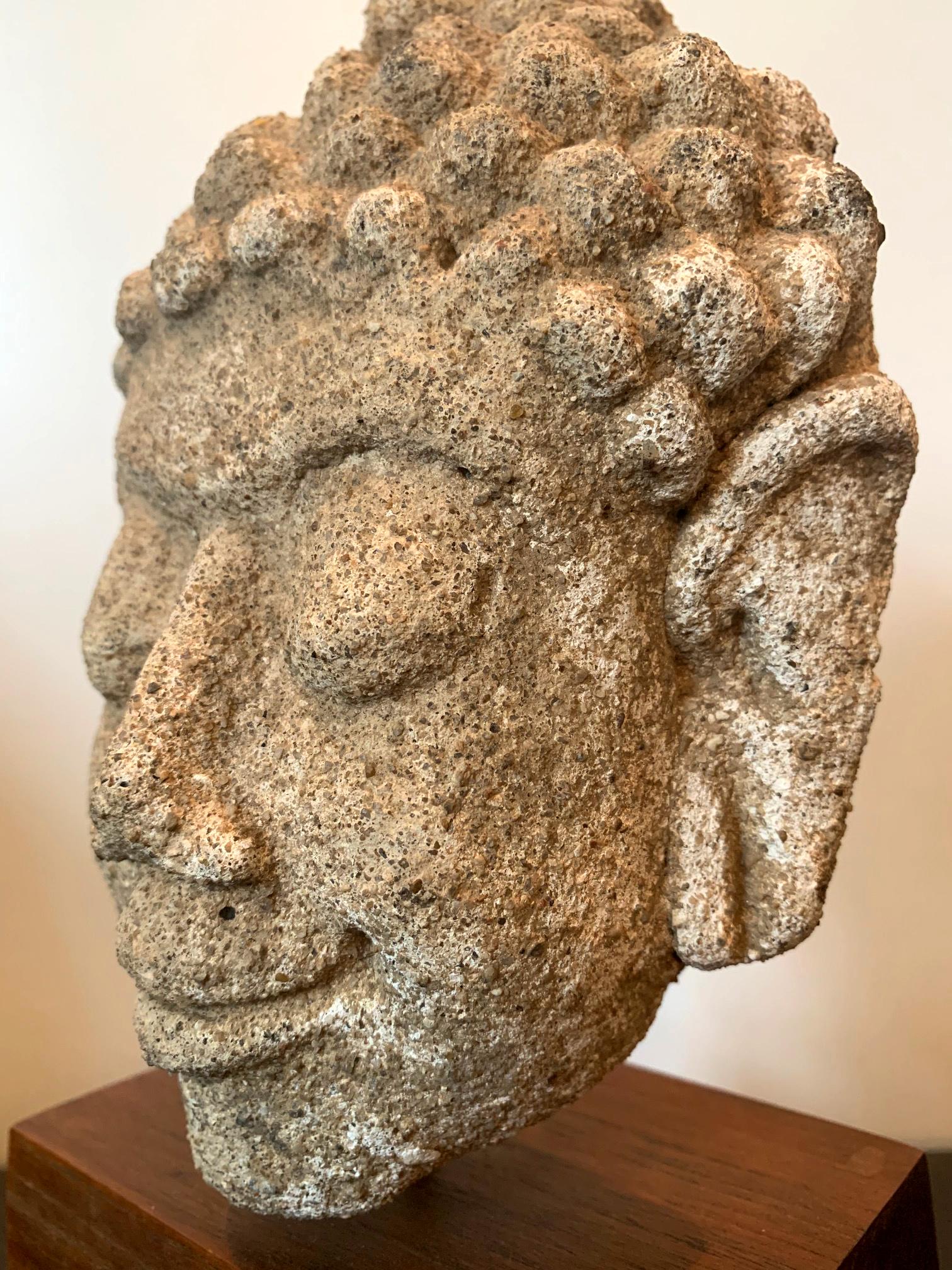 Dvaravati Stucco Buddha Head from Thailand For Sale 5
