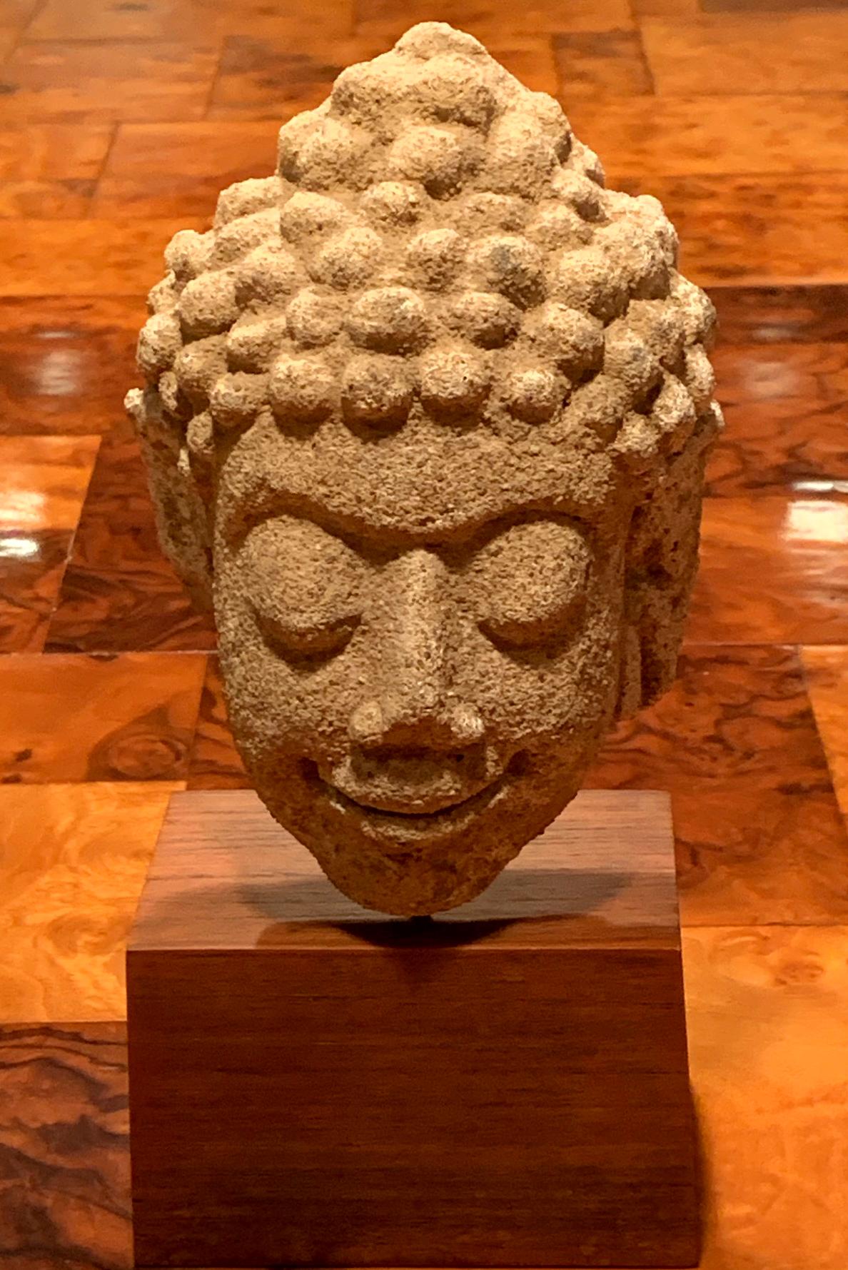 Dvaravati Stucco Buddha Head from Thailand For Sale 6