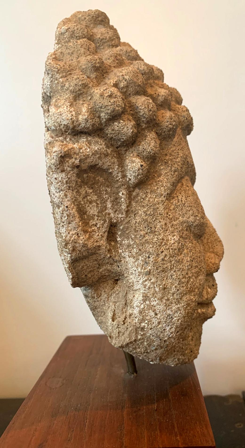18th Century and Earlier Dvaravati Stucco Buddha Head from Thailand For Sale