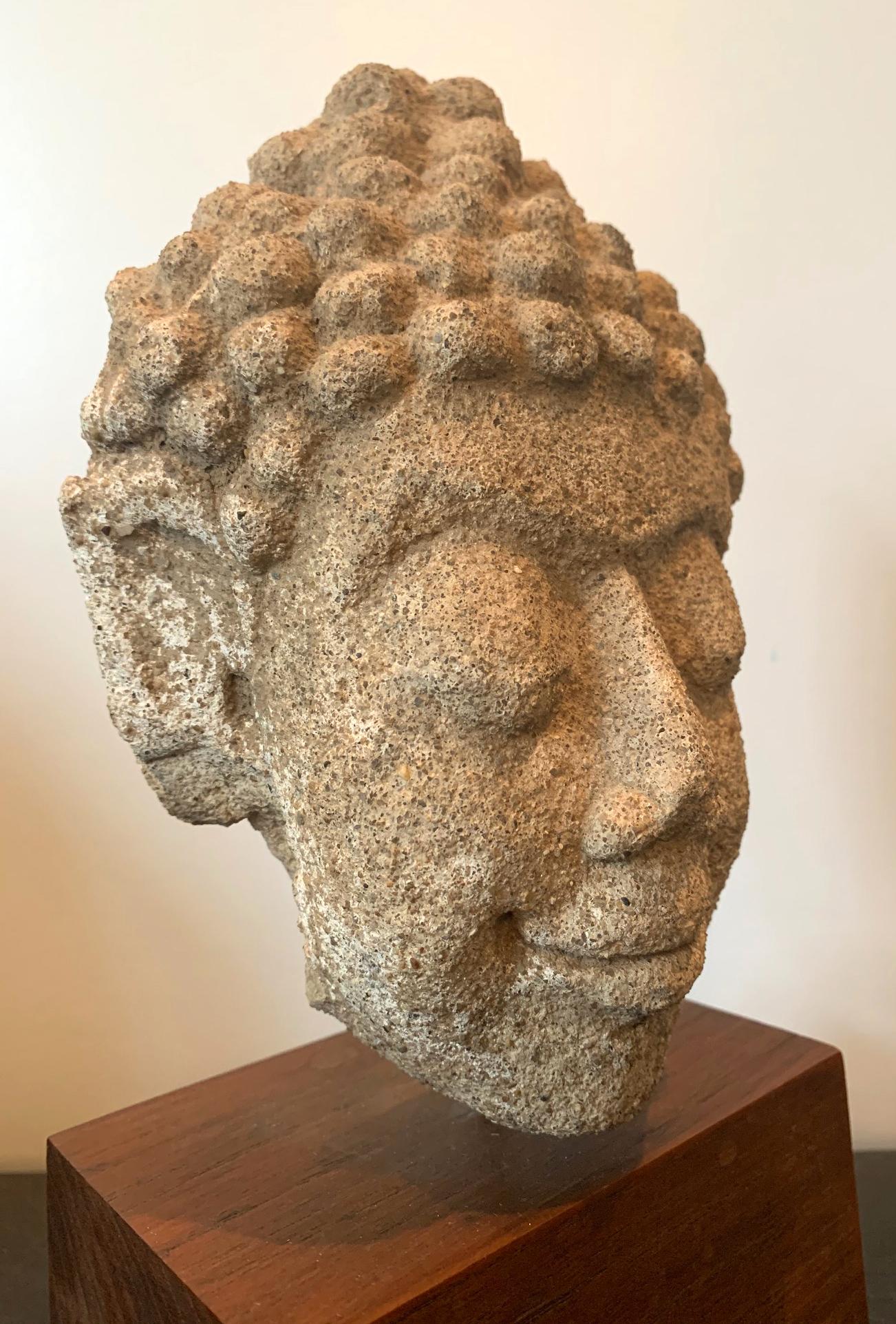 Dvaravati Stucco Buddha Head from Thailand For Sale 1