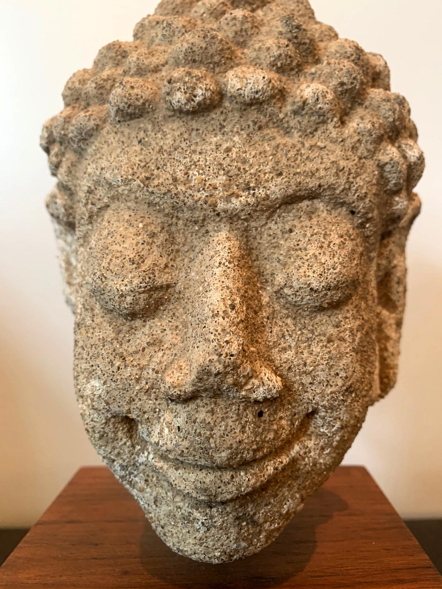 Dvaravati Stucco Buddha Head from Thailand For Sale 3