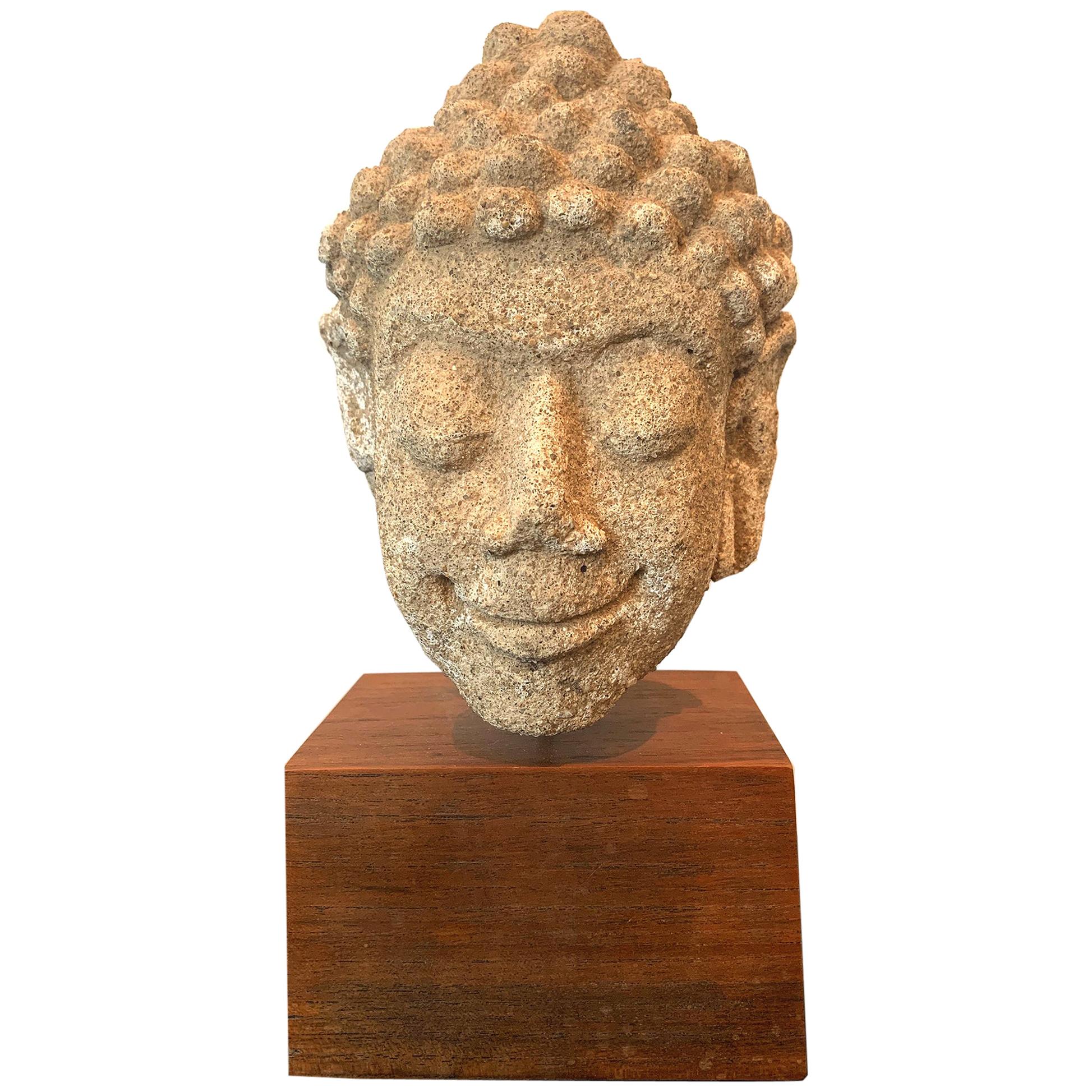 Dvaravati Stucco Buddha Head from Thailand For Sale