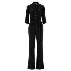 NEW DVF Diane von Furstenberg Black Silk Jumpsuit Overall 8