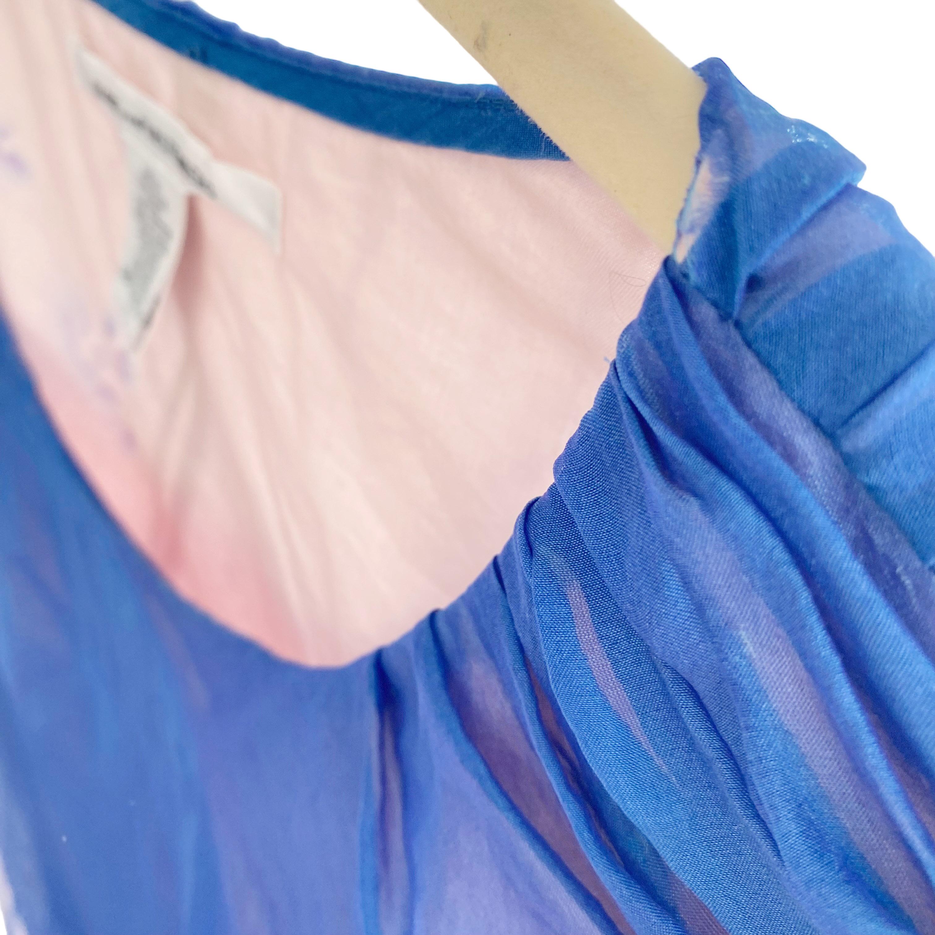 Blue DVF Diane von Furstenberg blue silk chiffon shirred ruched mousseline dress For Sale