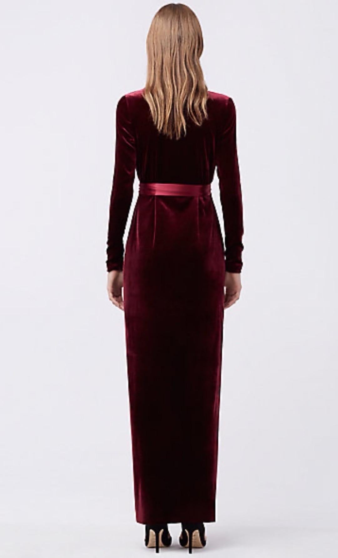 DVF Diane von Furstenberg - Vestito a portafoglio in velluto bordeaux 2 In condizioni ottime in vendita a Switzerland, CH