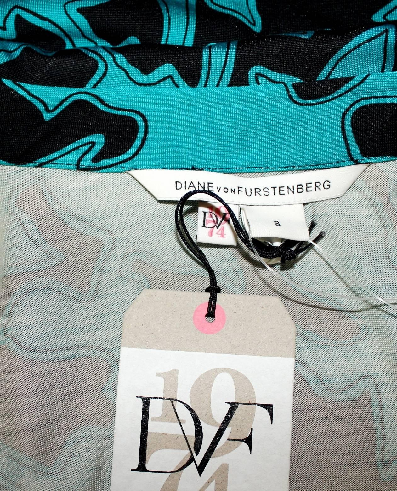 Blue NEW DVF Diane von Furstenberg Wrap Dress Vintage Print Reissue 8