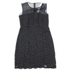 DVF Nisha-Kleid aus schwarzer Spitze mit ärmellosem Illusions-Einsatz