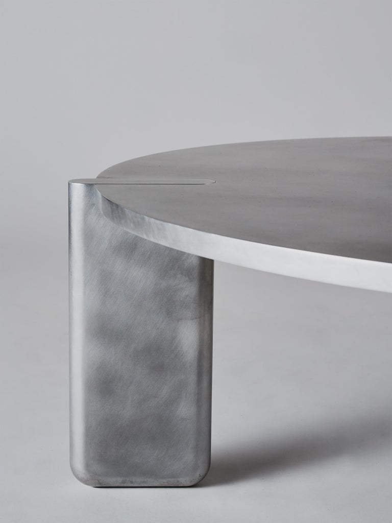 Contemporary DVN Coffee Table in Solid Hand-Finished Aluminum by Pelle For Sale