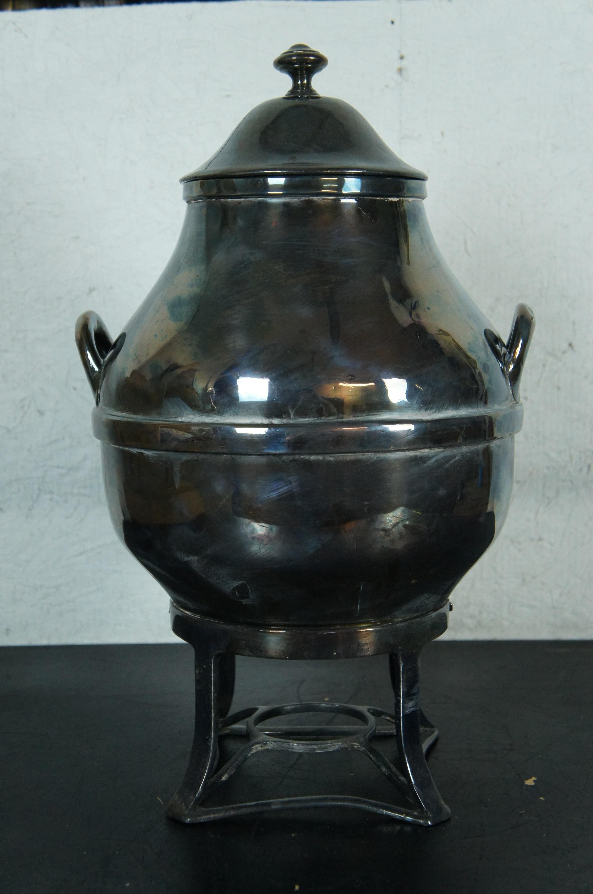 DW Haber Silver Plate Samovar Hot Drink Tea Coffee Dispenser w Burner 20