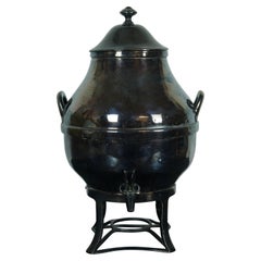 Used DW Haber Silver Plate Samovar Hot Drink Tea Coffee Dispenser w Burner 20"