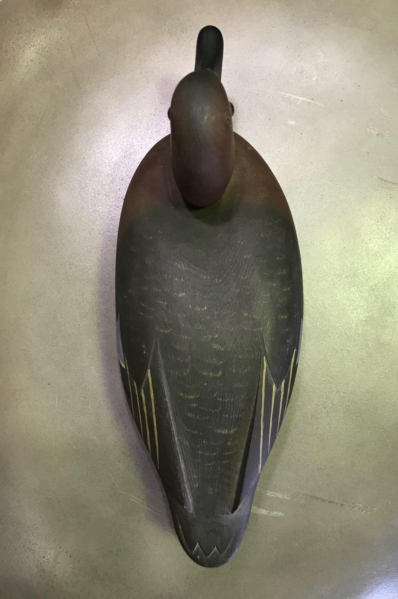 D.W. Nichol Signed Hand Carved Wood Duck Decoy, Male Cinnamon Teal For Sale 2