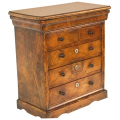 Dwarf Mid-19th Century French Yew Wood Five Drawer Chest of Drawers