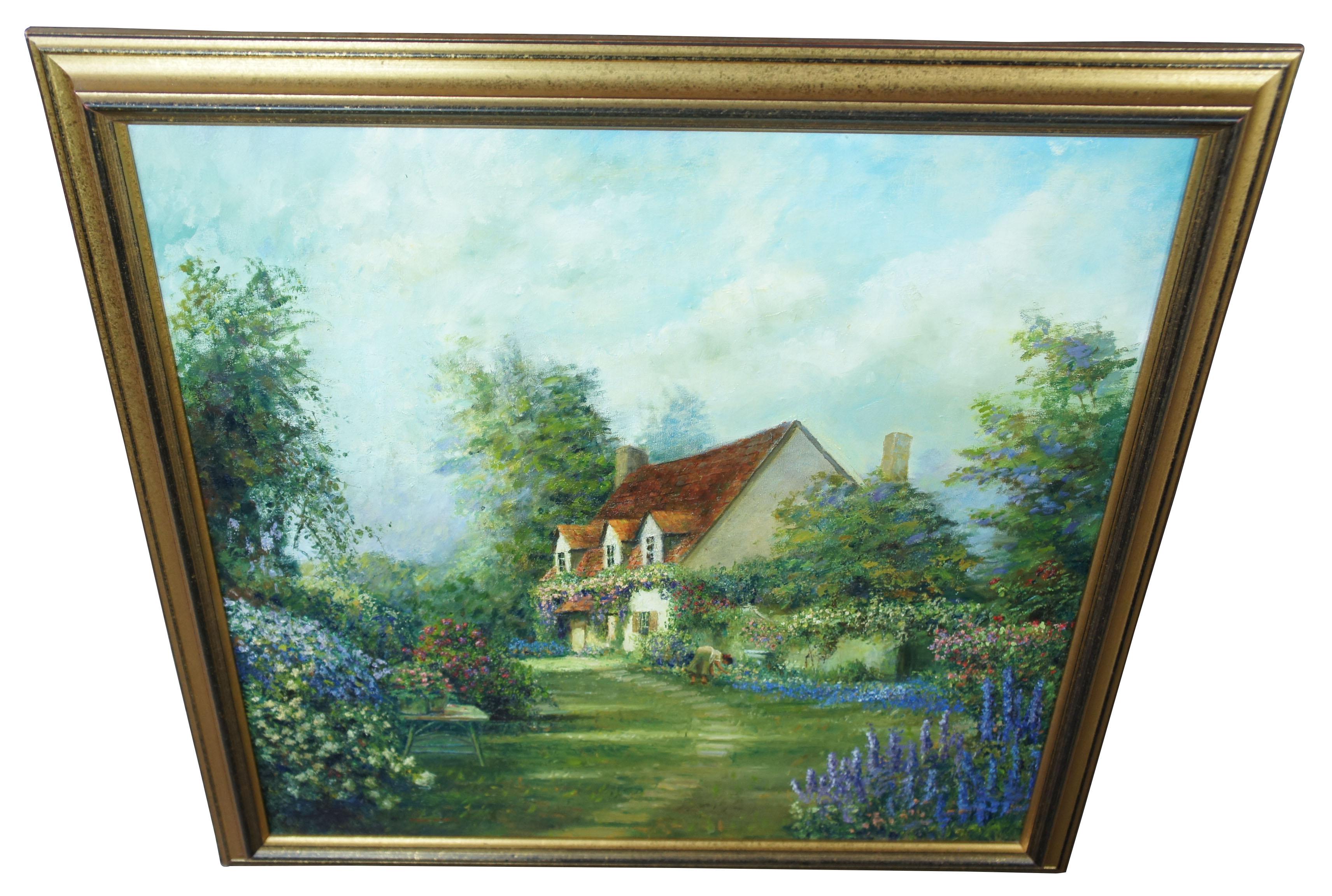 Dwayne Warwick original oil painting on canvas cottage garden landscape floral

Dwayne Warwick 