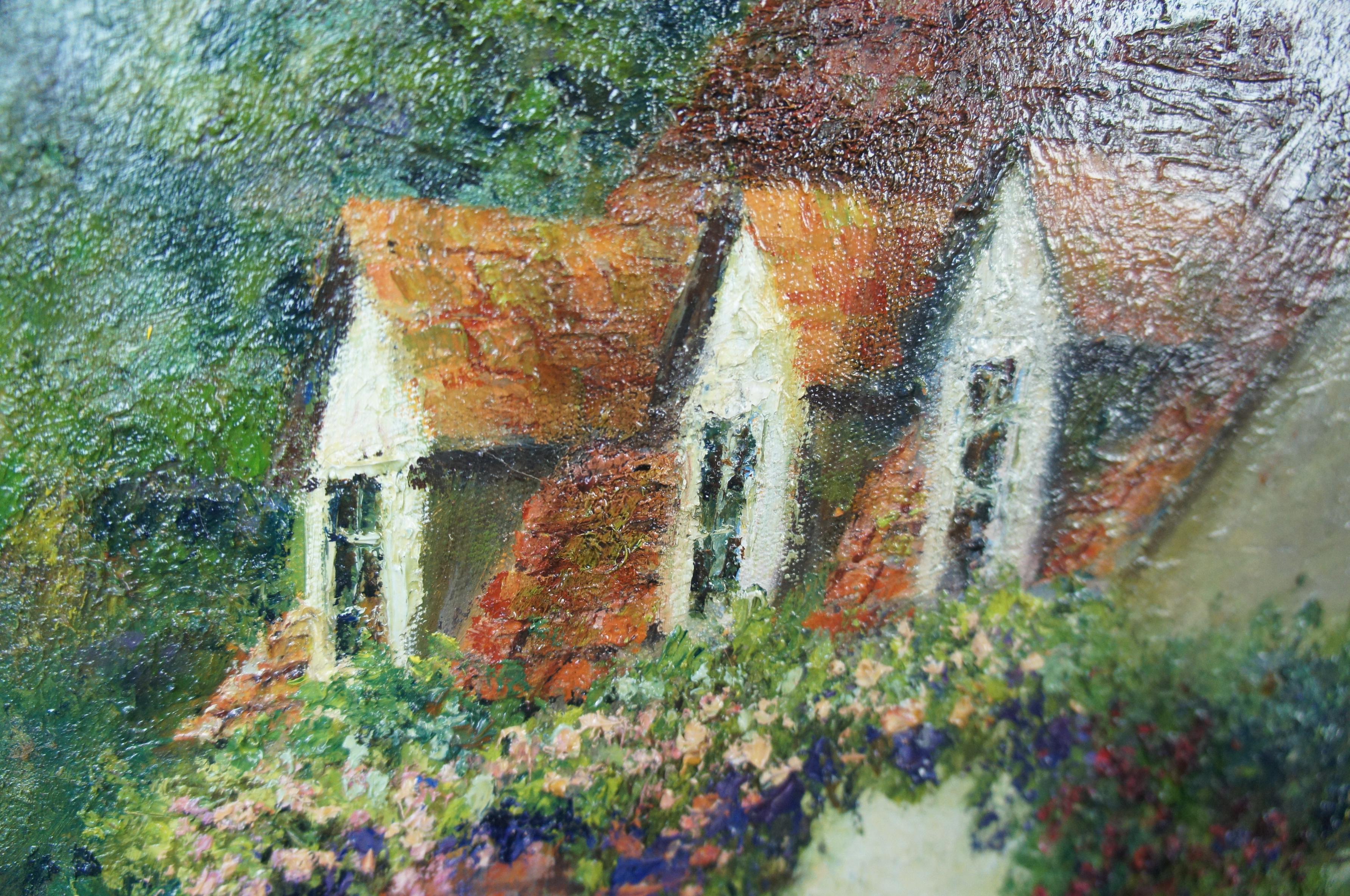Dwayne Warwick Original Oil Painting on Canvas Cottage Garden Landscape Floral 2