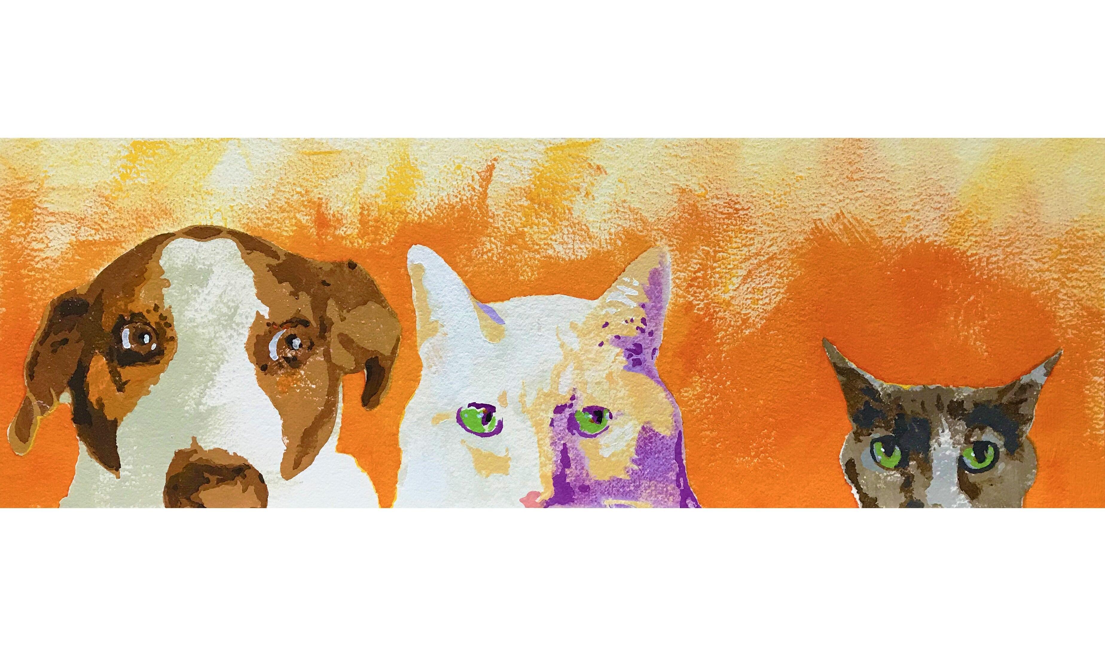 and Rosie makes three, Mixed Media on Watercolor Paper