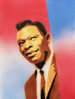Nat King Cole, Mixed Media on Watercolor Paper
