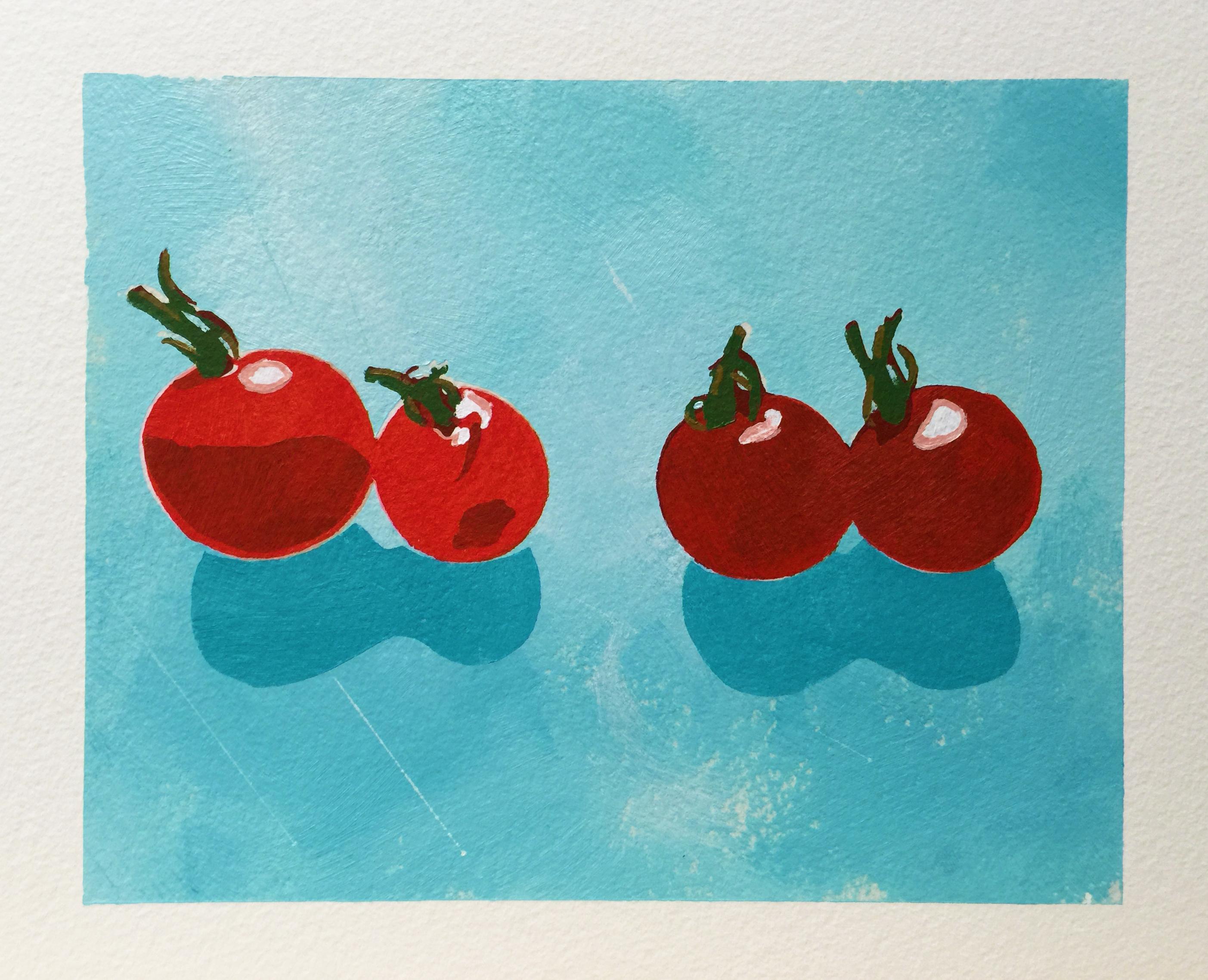 Tomato Lovers, Mixed Media on Watercolor Paper - Mixed Media Art by Dwayne Wolff
