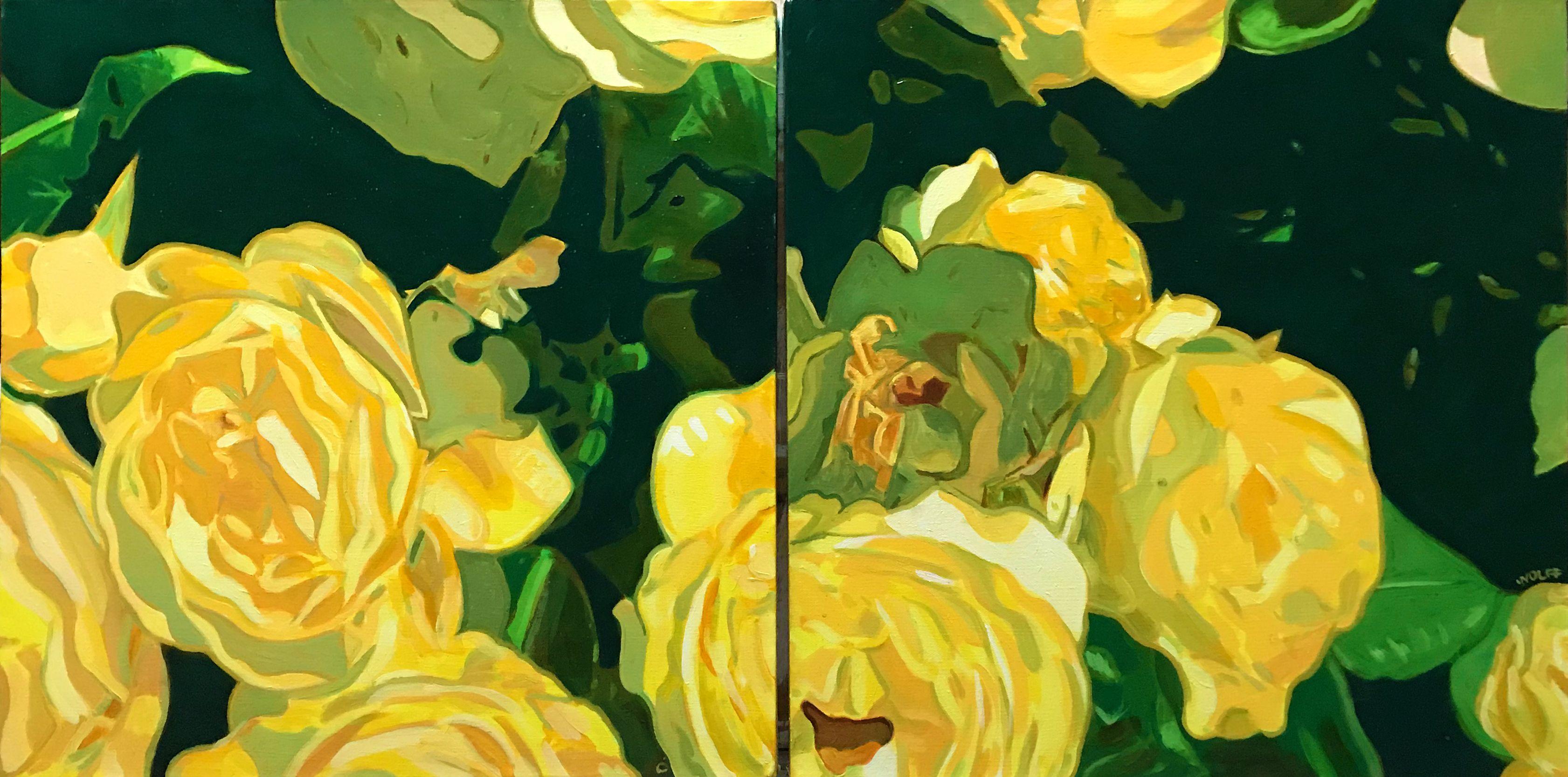 Focus Flowers, peinture sur toile - Painting de Dwayne Wolff