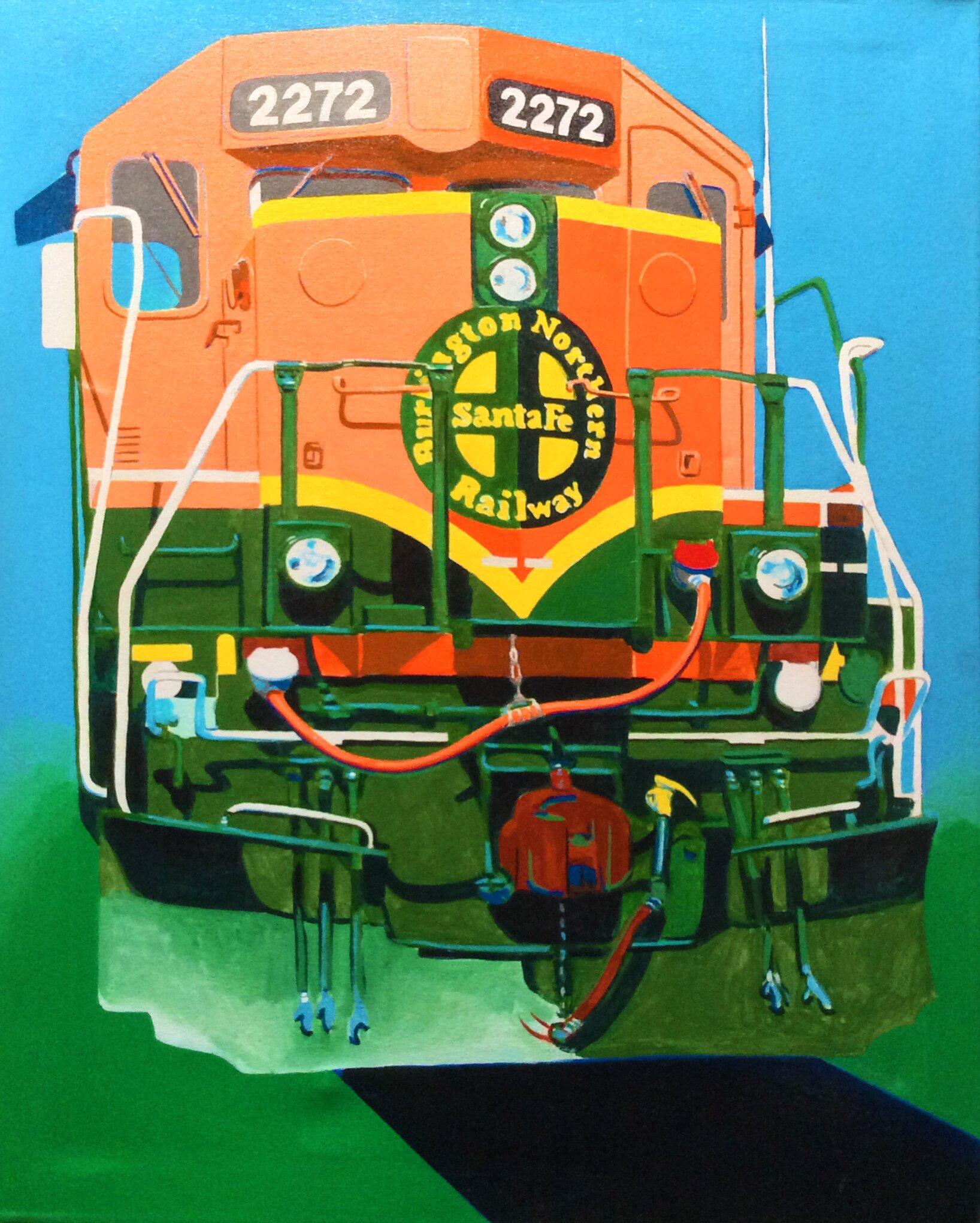 Train Face 2, Gemälde, Acryl auf Leinwand – Painting von Dwayne Wolff