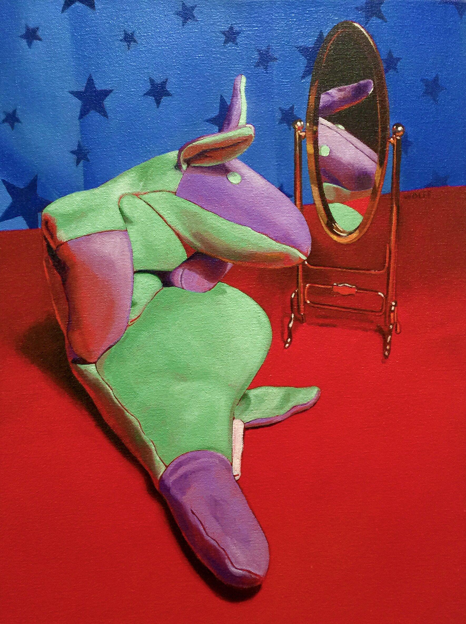 Schminktisch, Gemälde, Öl auf Leinwand – Painting von Dwayne Wolff