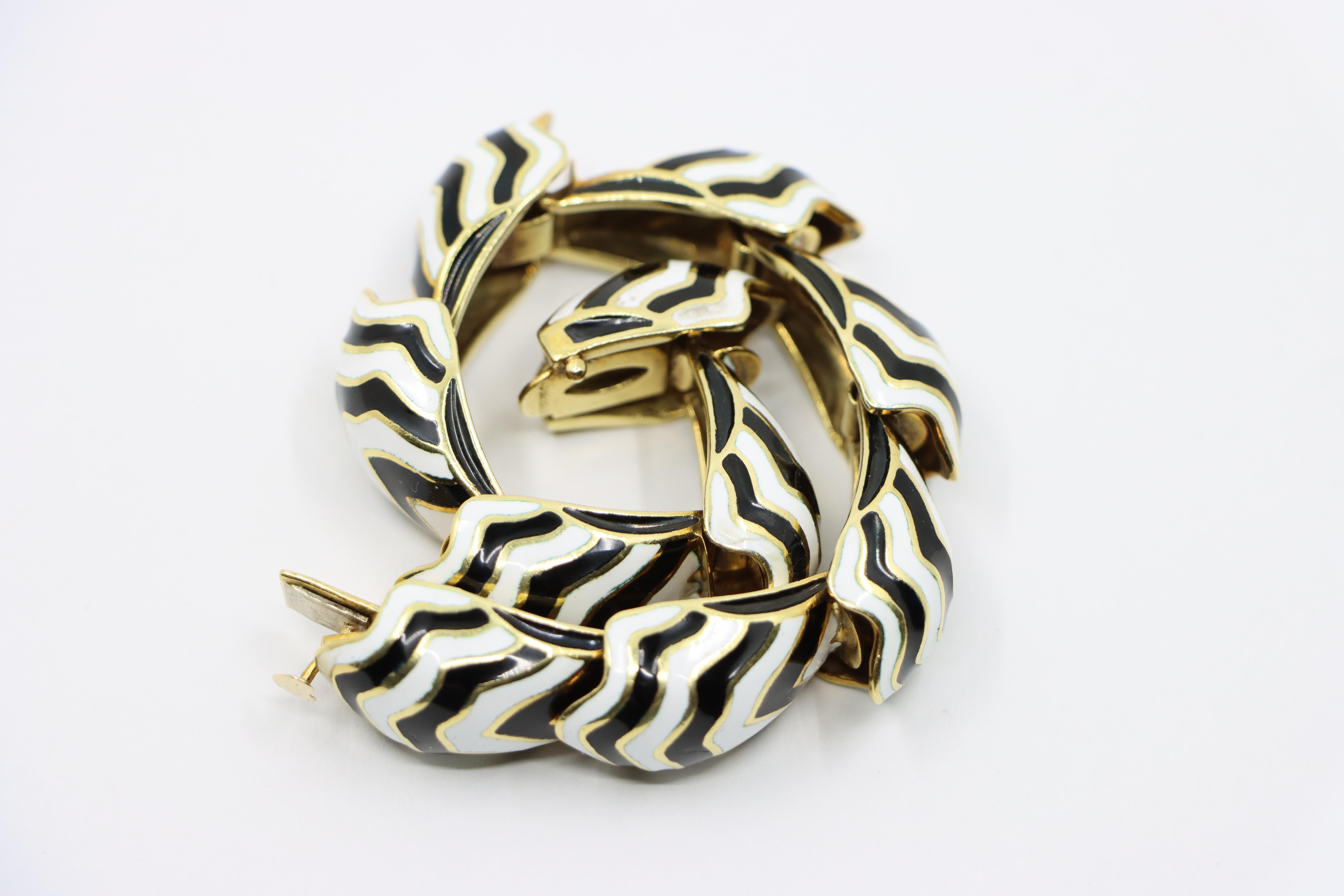 D.Webb 18K Gold Zebra Enamel Bracelet 6