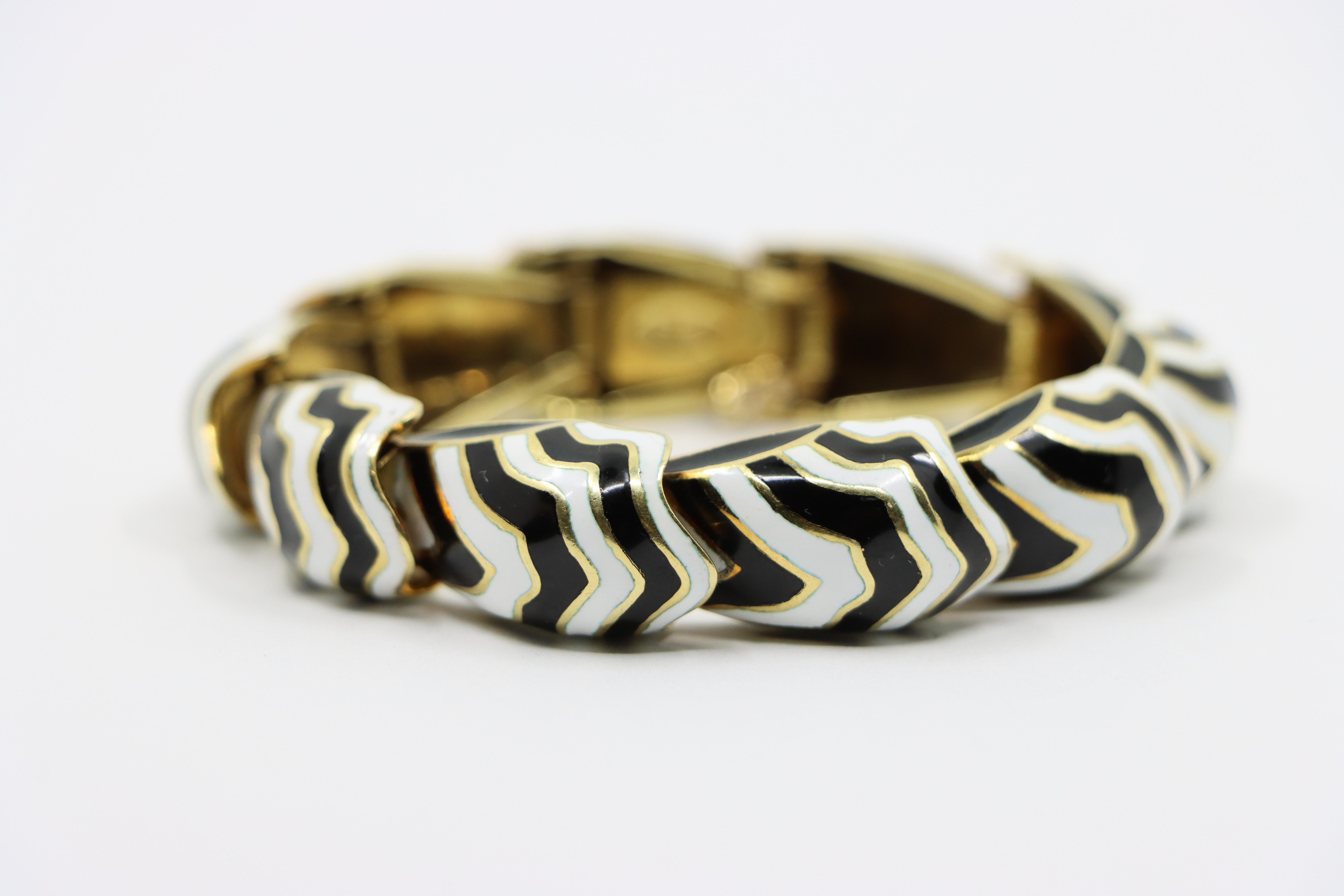 D.Webb 18K Gold Zebra Enamel Bracelet 1