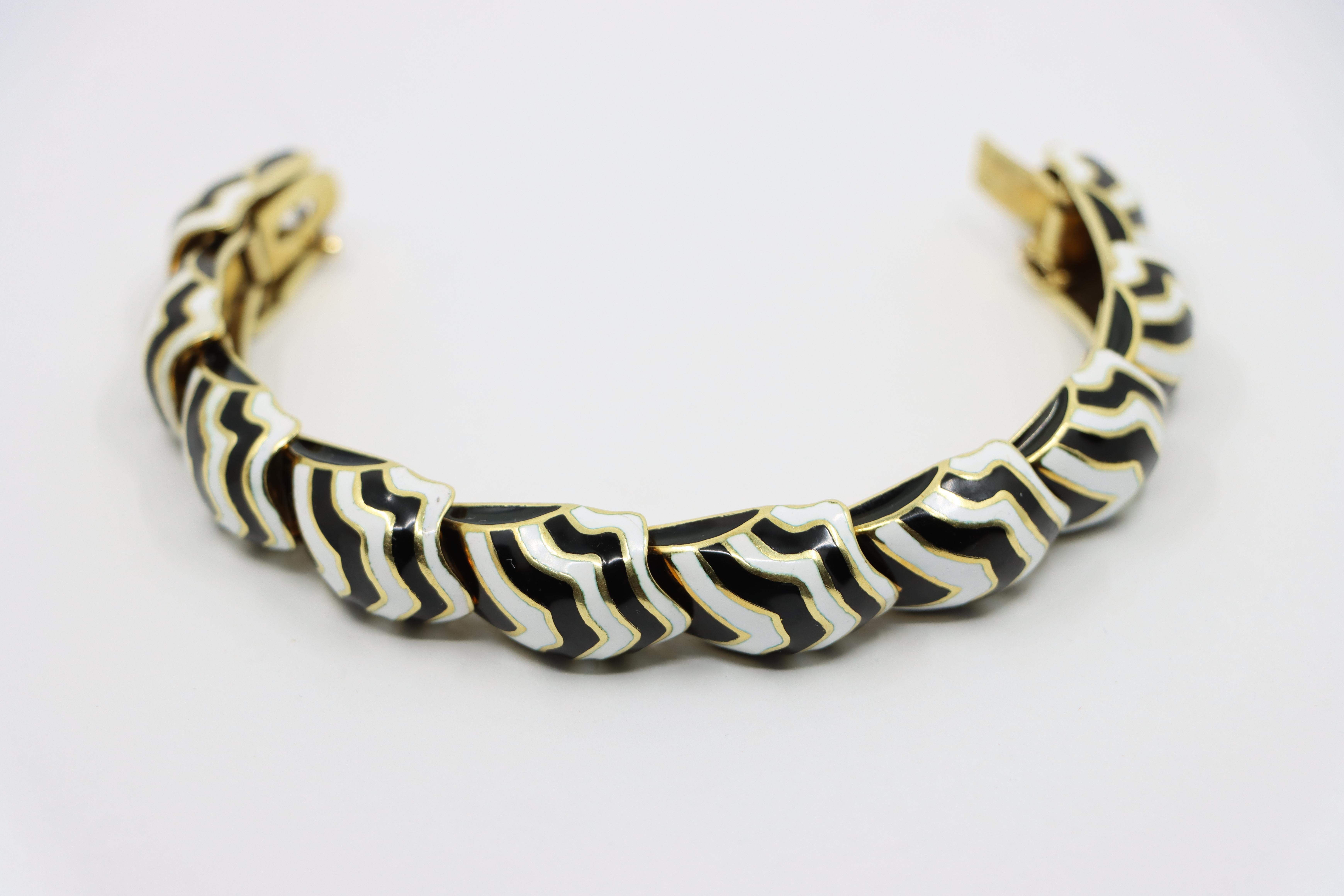 D.Webb 18K Gold Zebra Enamel Bracelet 2