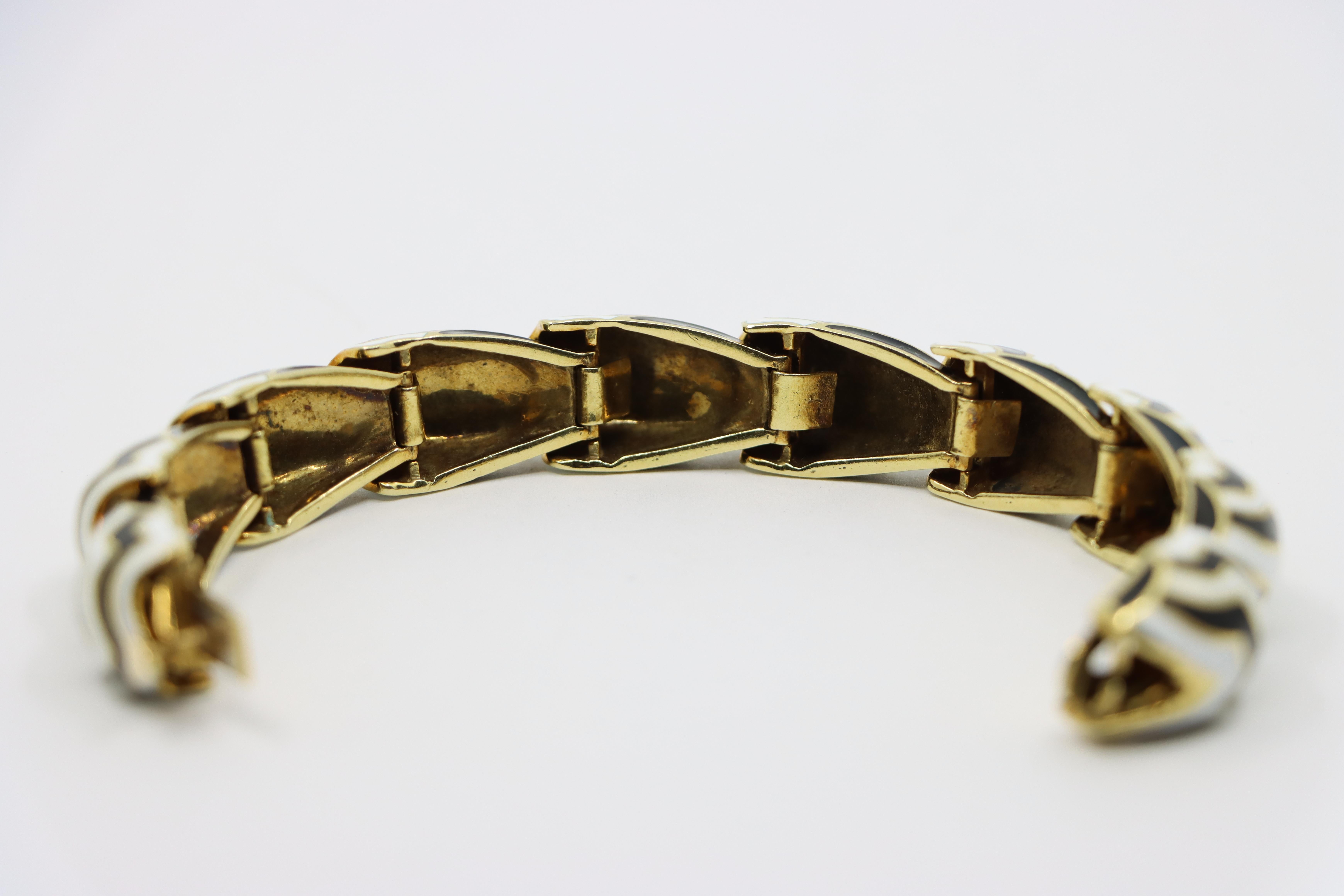 D.Webb 18K Gold Zebra Enamel Bracelet 3