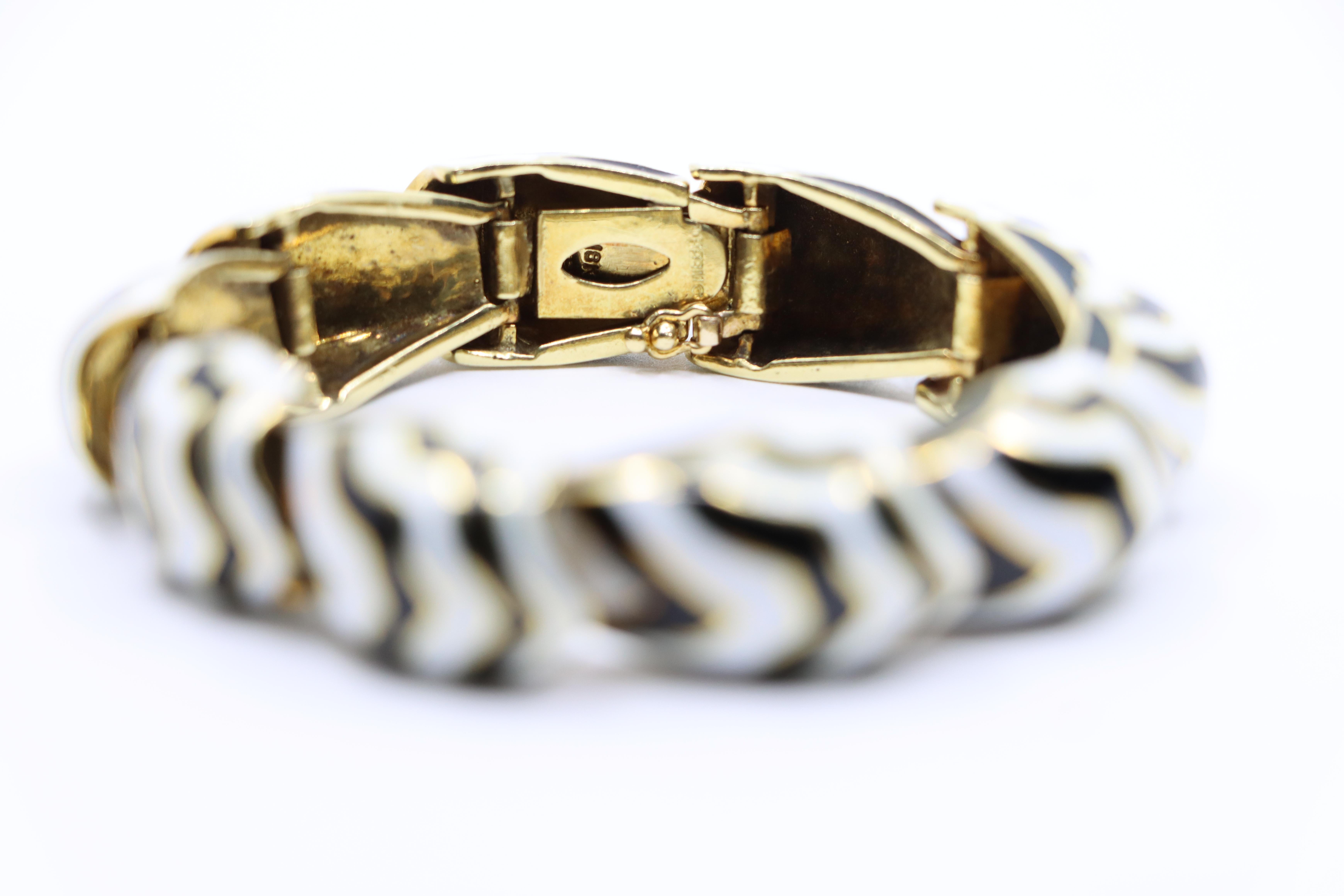 D.Webb 18K Gold Zebra Enamel Bracelet 5