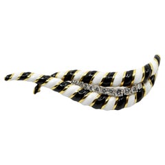 D.Webb 18K Gold Zebra Enamel Diamond Brooch