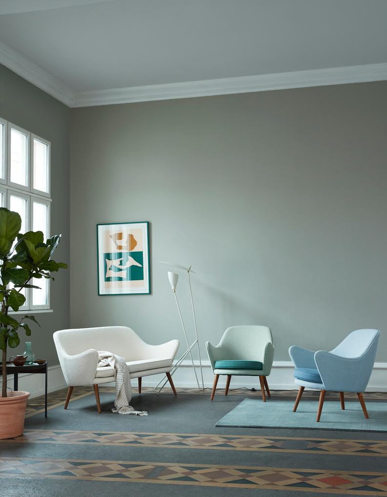 Danish Dwell Lounge Chair Light Cyan by Warm Nordic For Sale