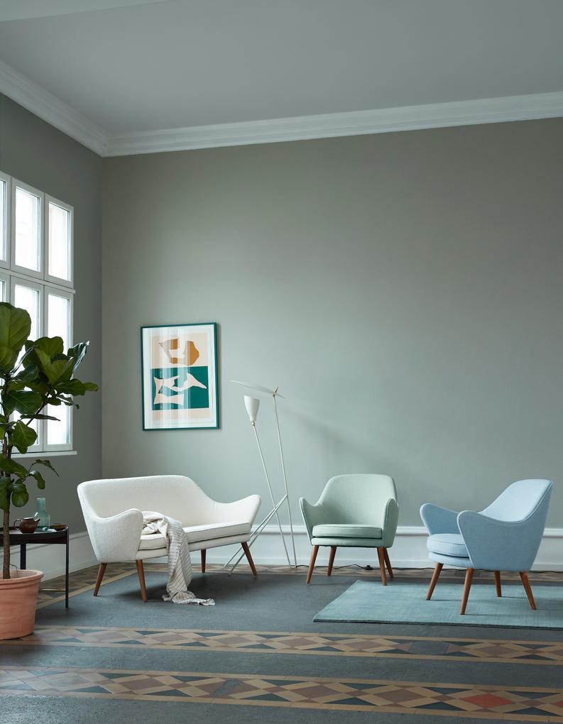 Post-Modern Dwell Lounge Chair Light Cyan Dark Cyan by Warm Nordic For Sale