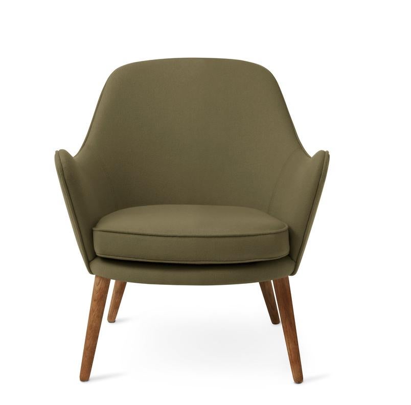Dwell lounge chair olive by Warm Nordic
Dimensions: D 69 x W 66 x H 73 cm
Material: Textile upholstery, Solid smoked or white oiled oak legs, Wooden frame, foam, spring system
Weight: 19 kg
Also available in different colours and