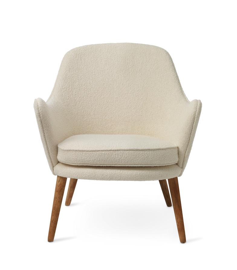 Dwell Lounge cream sand by Warm Nordic
Dimensions: D69 x W66 x H 73 cm
Material: Textile upholstery, Solid smoked or white oiled oak legs, Wooden frame, foam, spring system
Weight: 19 kg
Also available in different colours and finishes.

Warm