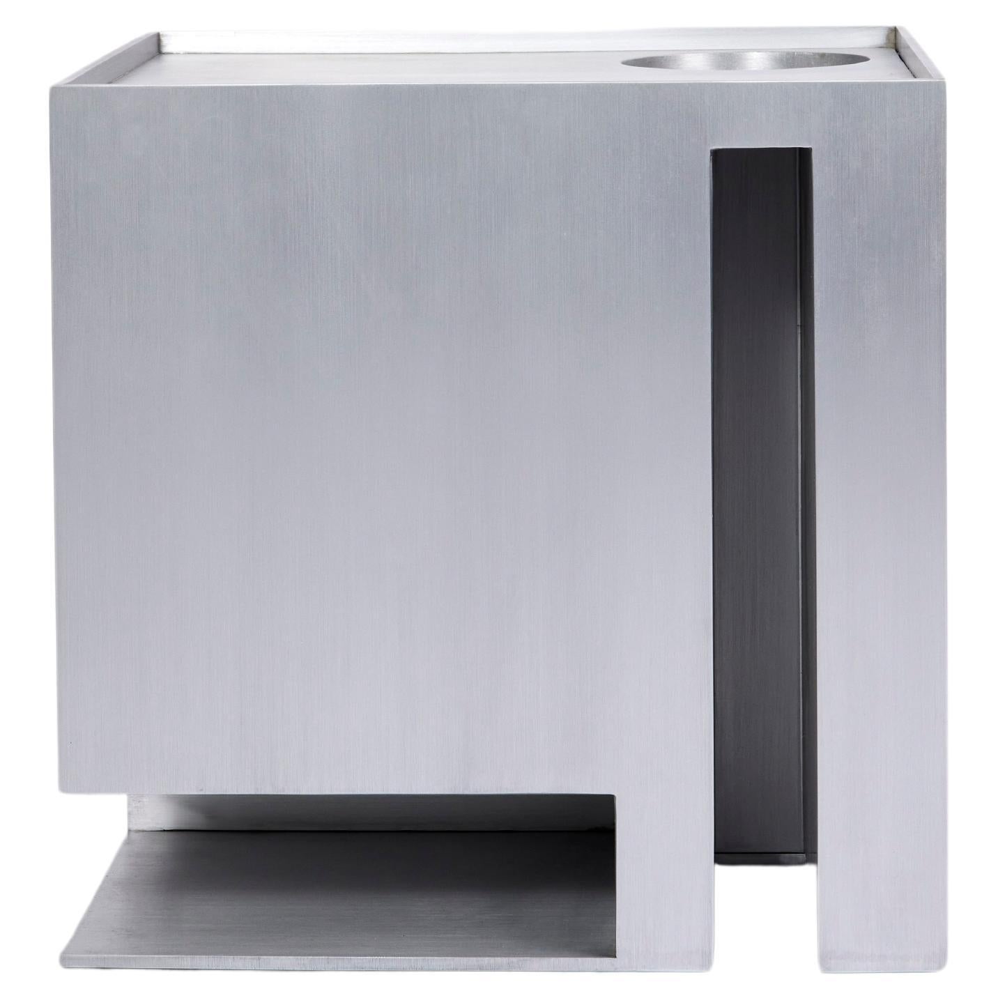 Dwell, Side Table in Hand Brushed Aluminum For Sale