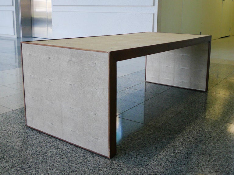 Dwell Studio Coffee Table With Walnut Frame and Faux Shagreen at 1stDibs