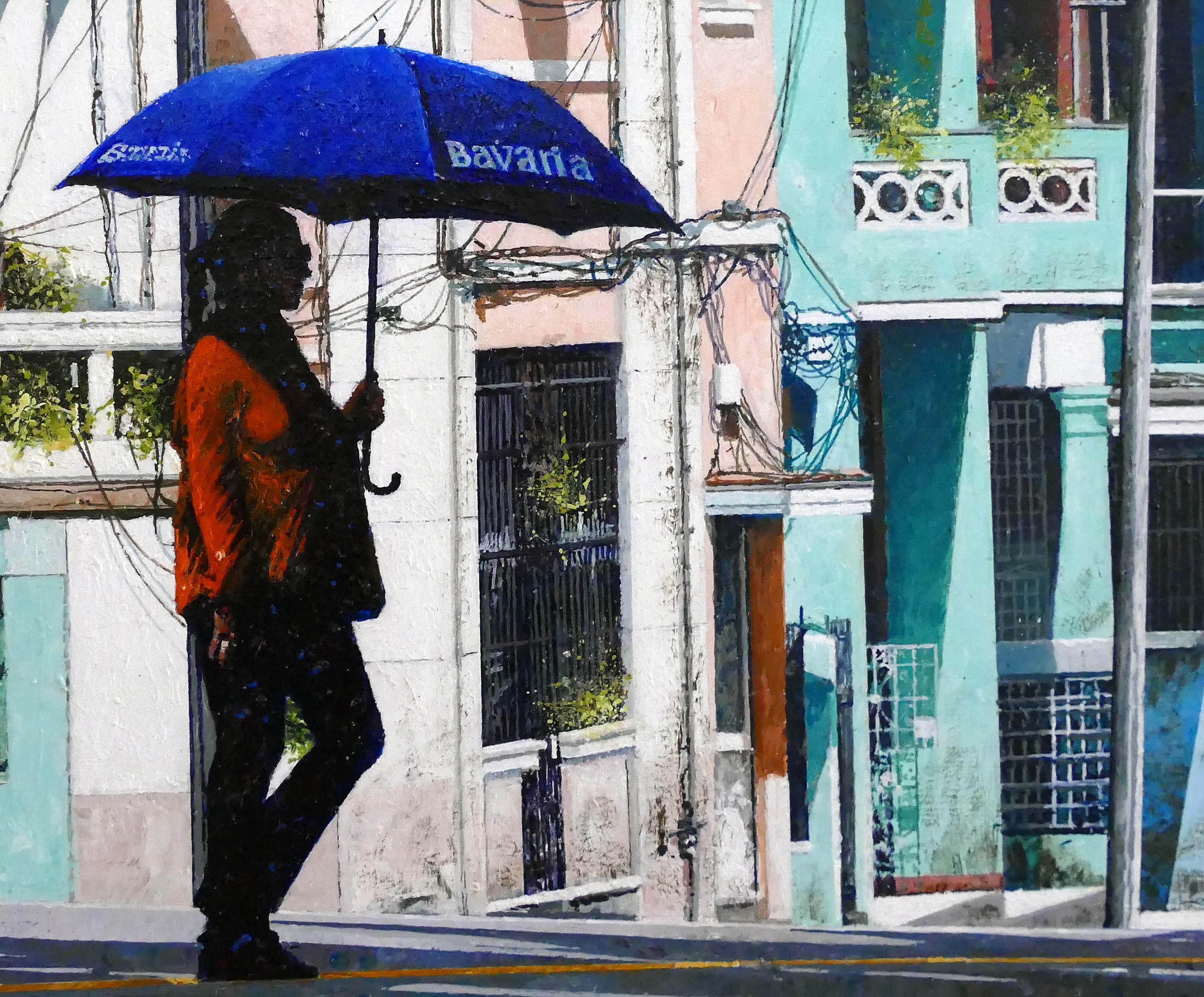 Dwight Baird Azul Baviera Habana Cuba Acrílico sobre masonita en venta 3