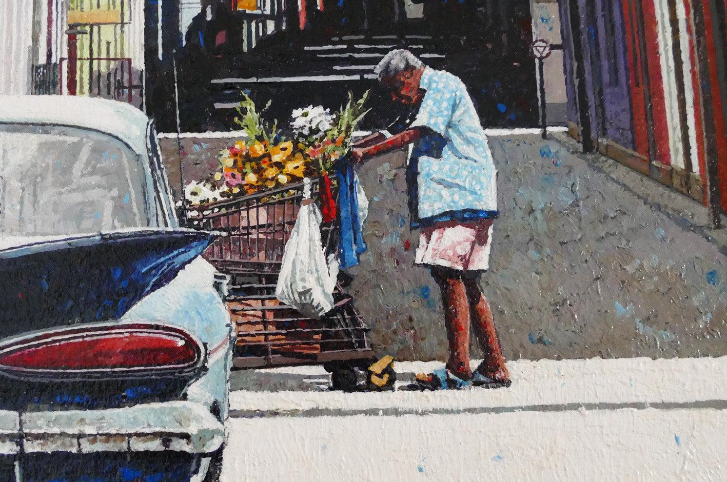 'Pinne blu con fiori' 2018- Acrilico- Firmato - Painting Contemporaneo di Dwight Baird
