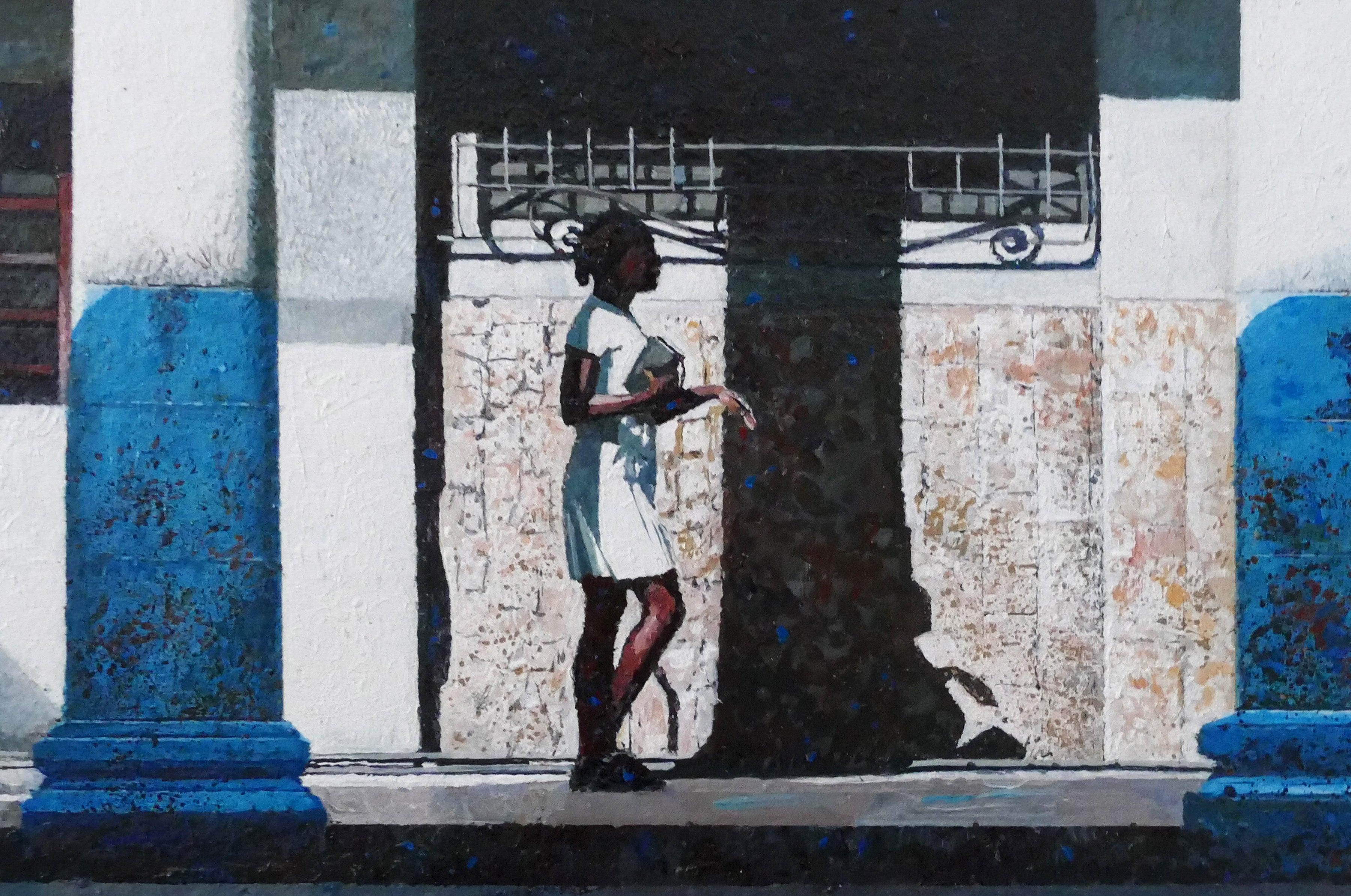 'Blu in mezzo' 2023- Acrilico- Firmato - Landscape Painting Nero di Dwight Baird