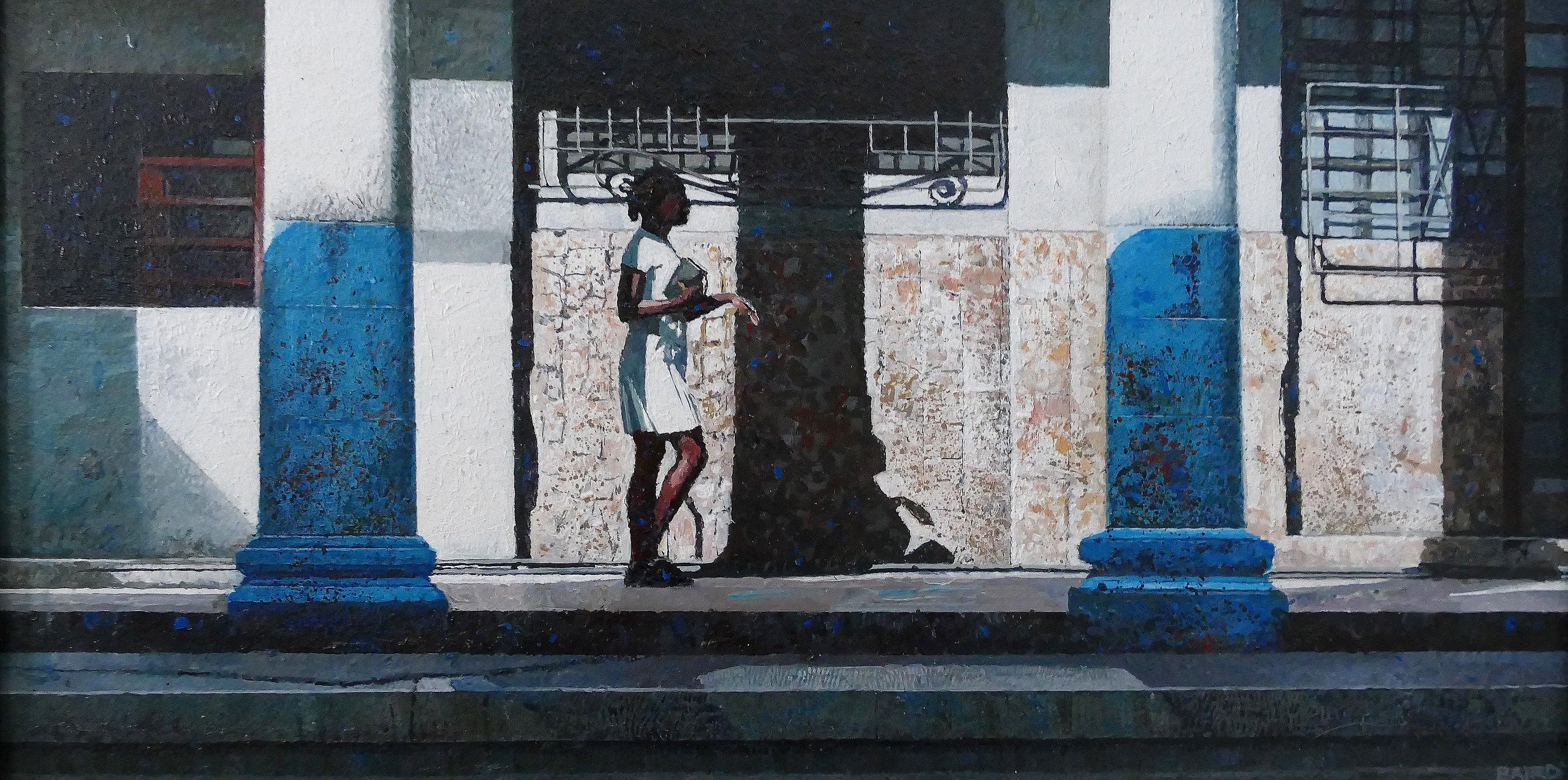 Landscape Painting di Dwight Baird - 'Blu in mezzo' 2023- Acrilico- Firmato