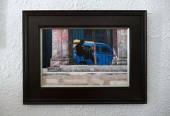 Blue Shade Acrylic Painting, Contemporary Landscape, Signed, 2014