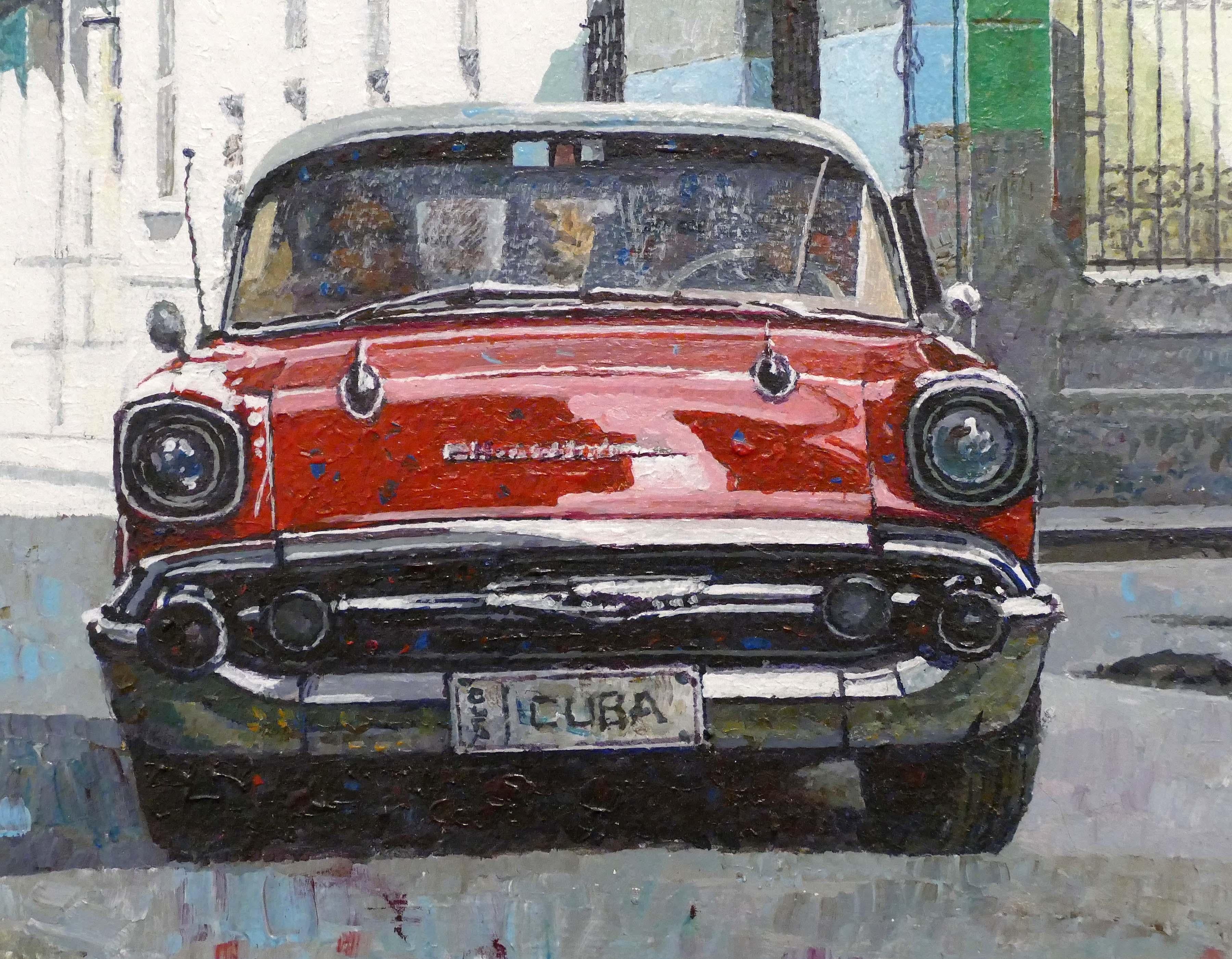 Esquina Roja - Landscape Painting Gris de Dwight Baird