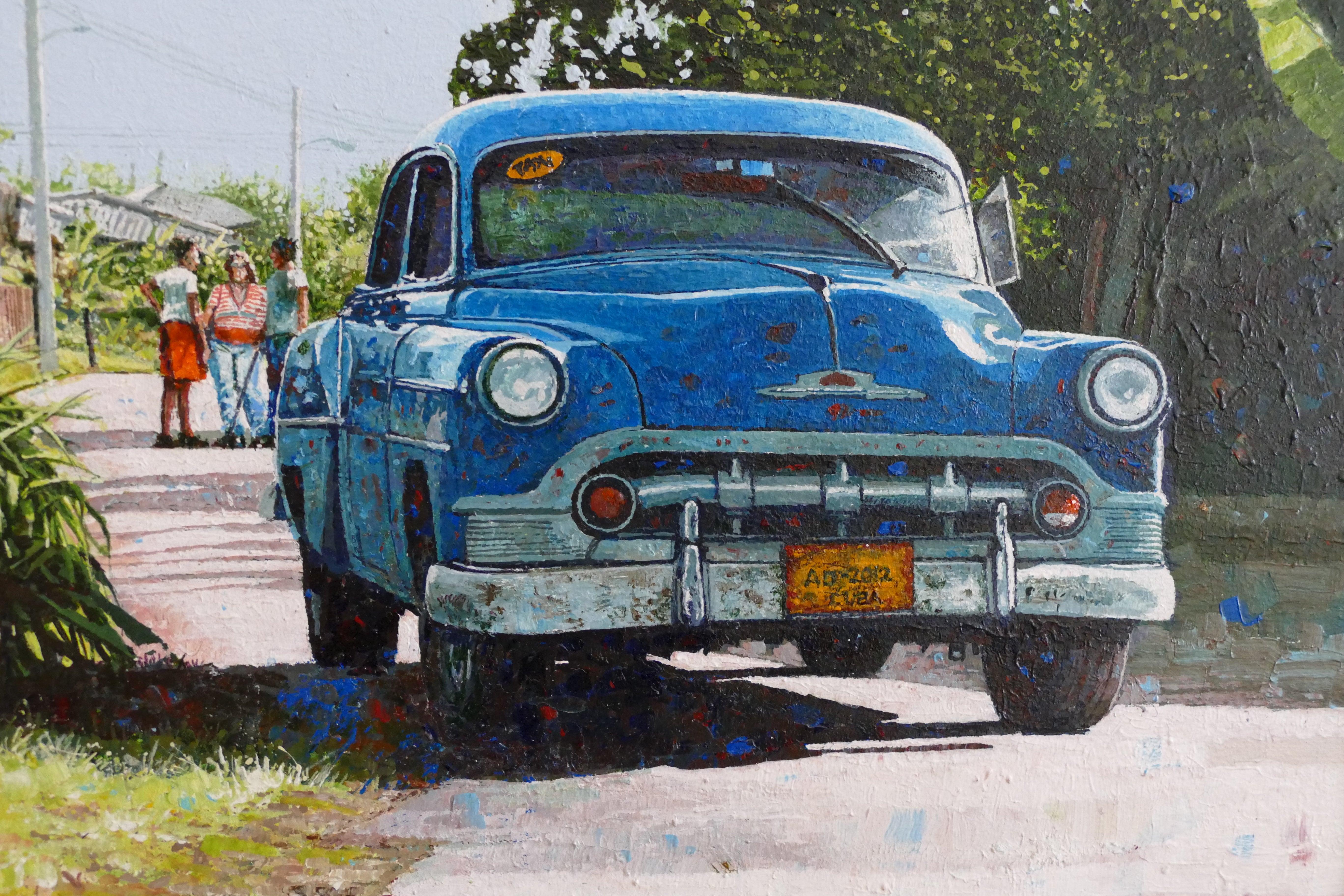 'Country Blue' 2019- Acrylic- Signed - Black Landscape Painting by Dwight Baird