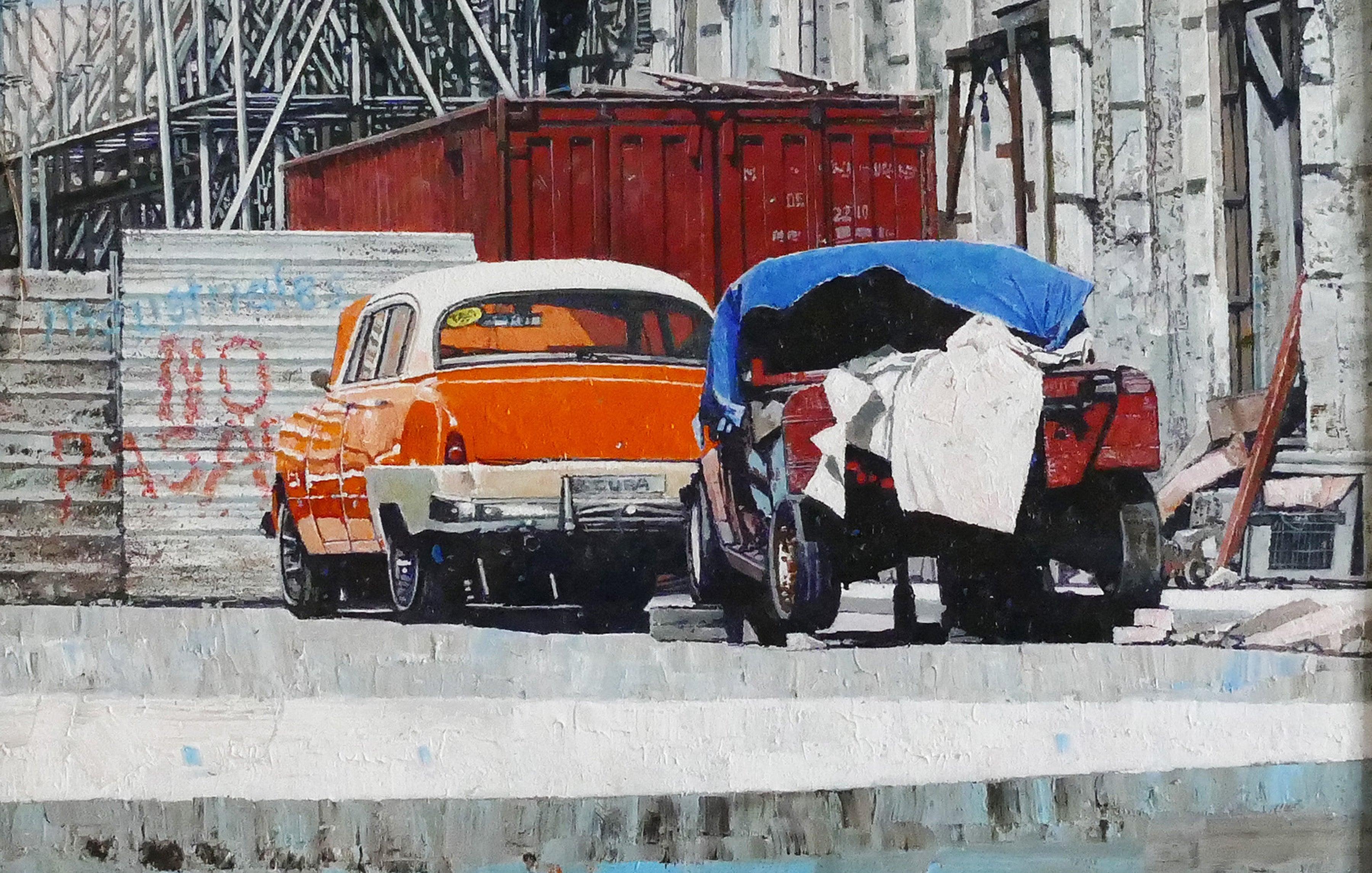 Landscape Painting di Dwight Baird - 'Dead End Orange' 2020- Acrilico- Firmato