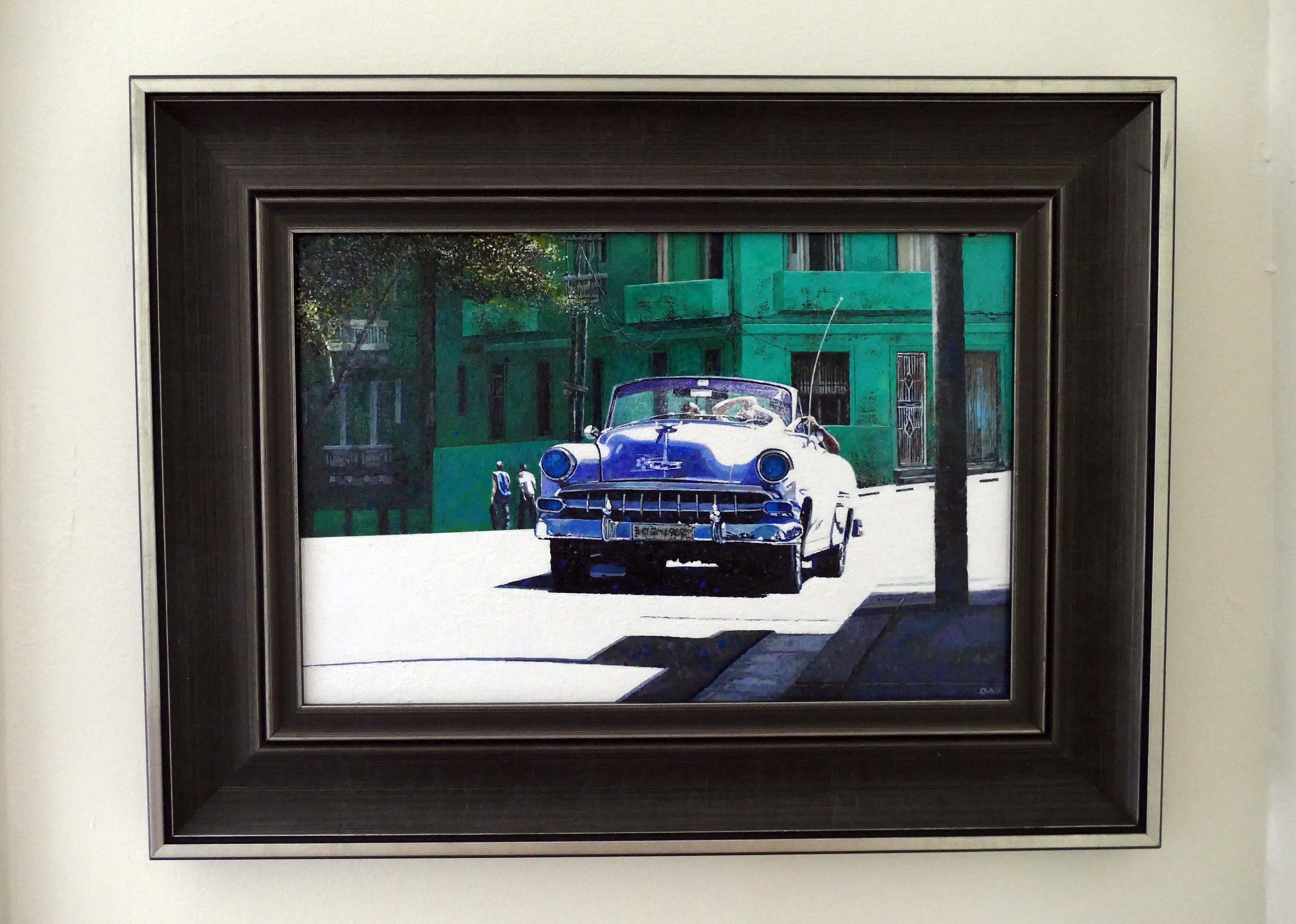 Dwight Baird La Habana Cuba Green Light Acrílico sobre masonita en venta 1