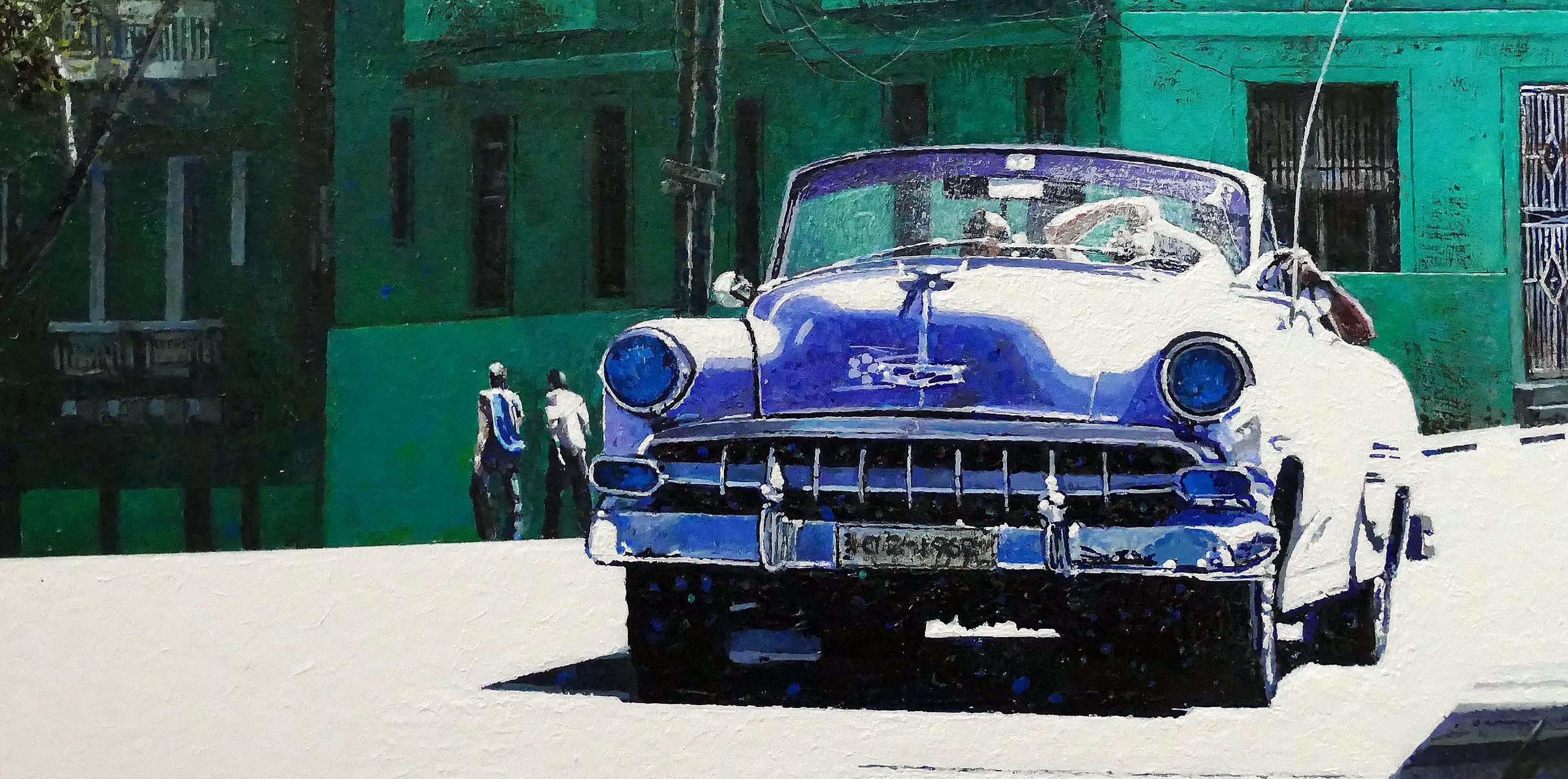 Dwight Baird La Habana Cuba Green Light Acrílico sobre masonita en venta 2