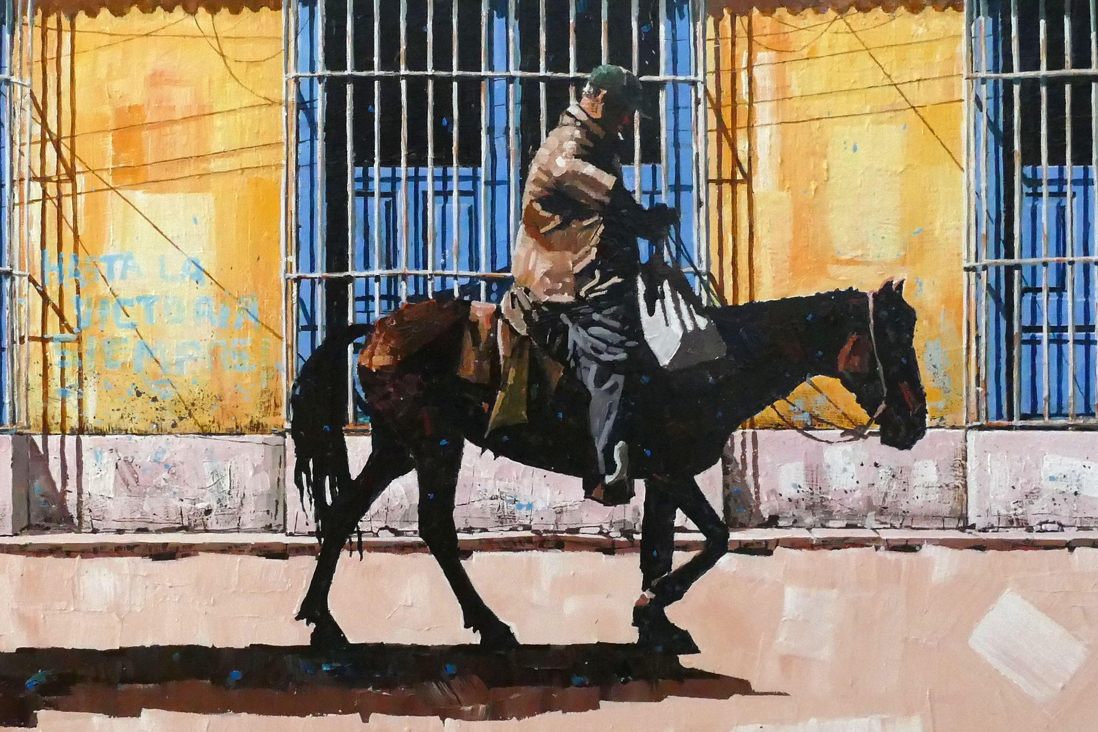 Hasta La Victoria Siempre' 2010- Acrílico- Firmado - Landscape Painting Beige de Dwight Baird
